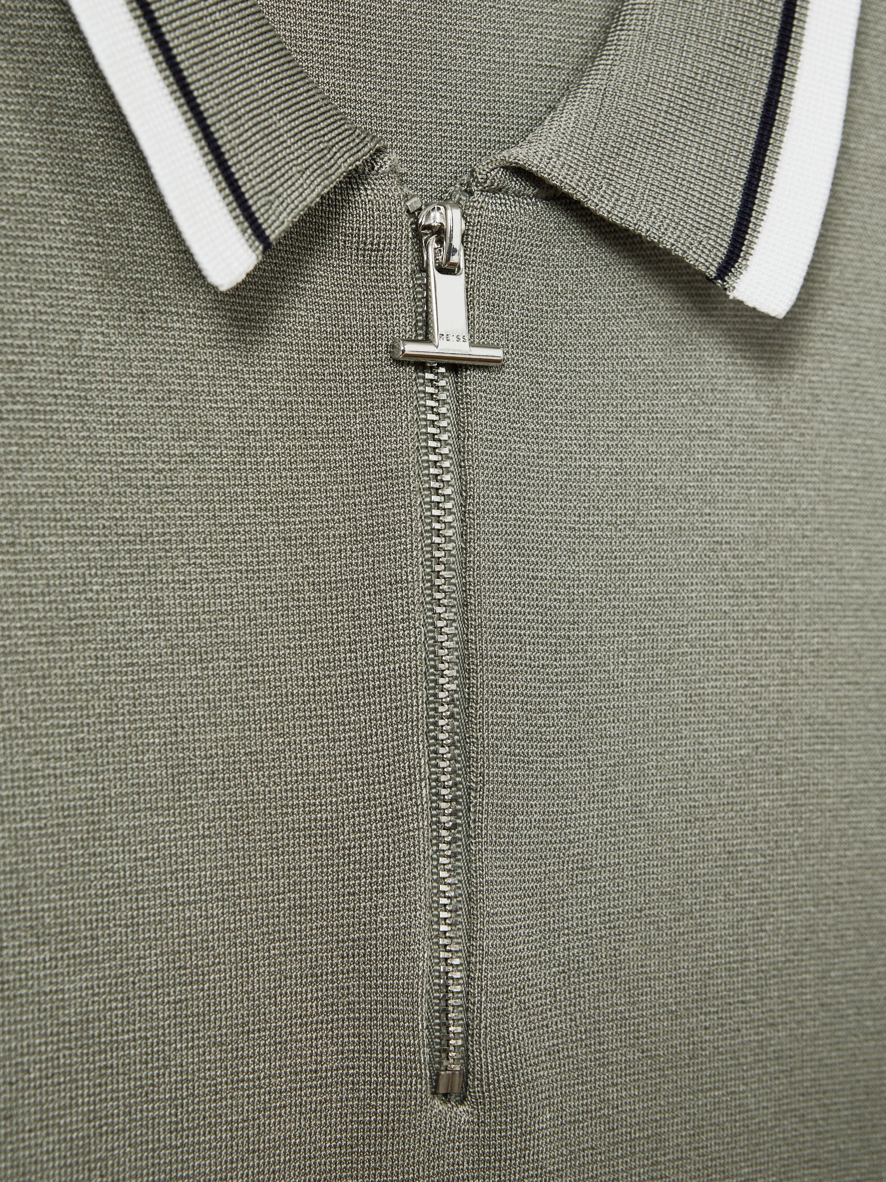 Half-Zip Polo Shirt in Sage - Image 6 of 6