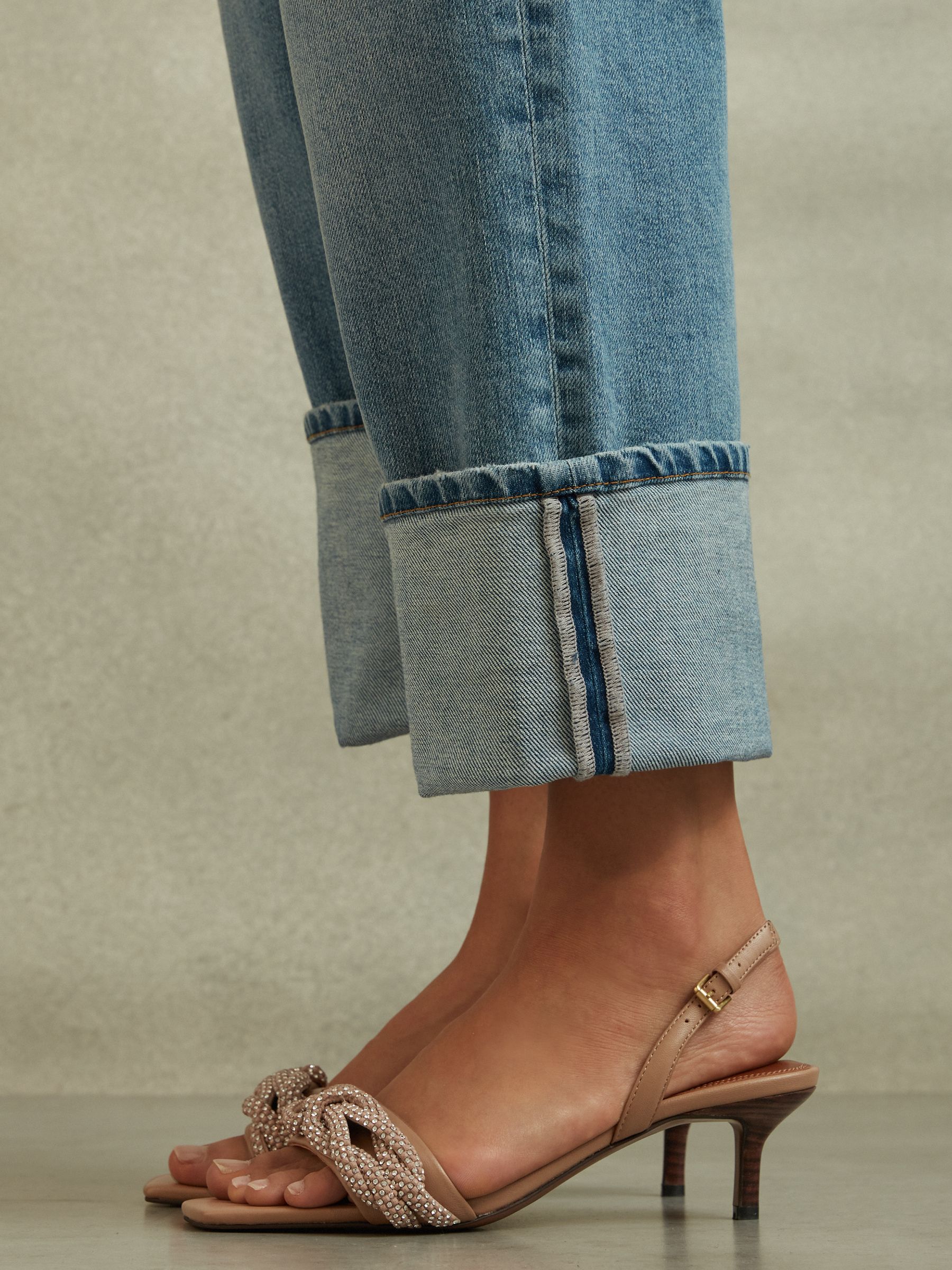 Leather Embellished Knot Kitten Heels in Tan - Image 8 of 9