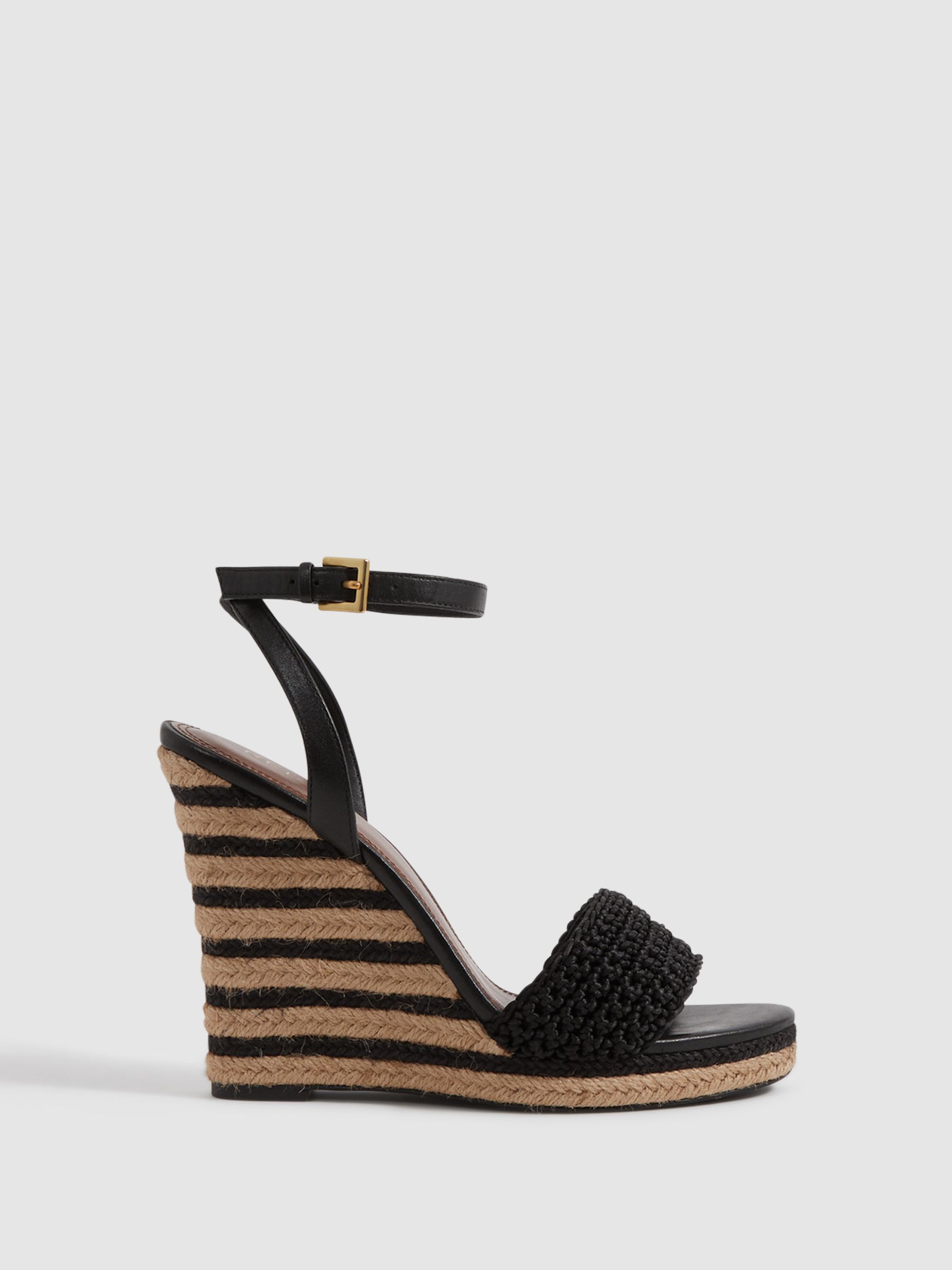 Crochet Wedges Heels in Black/Neutral - Image 1 of 5
