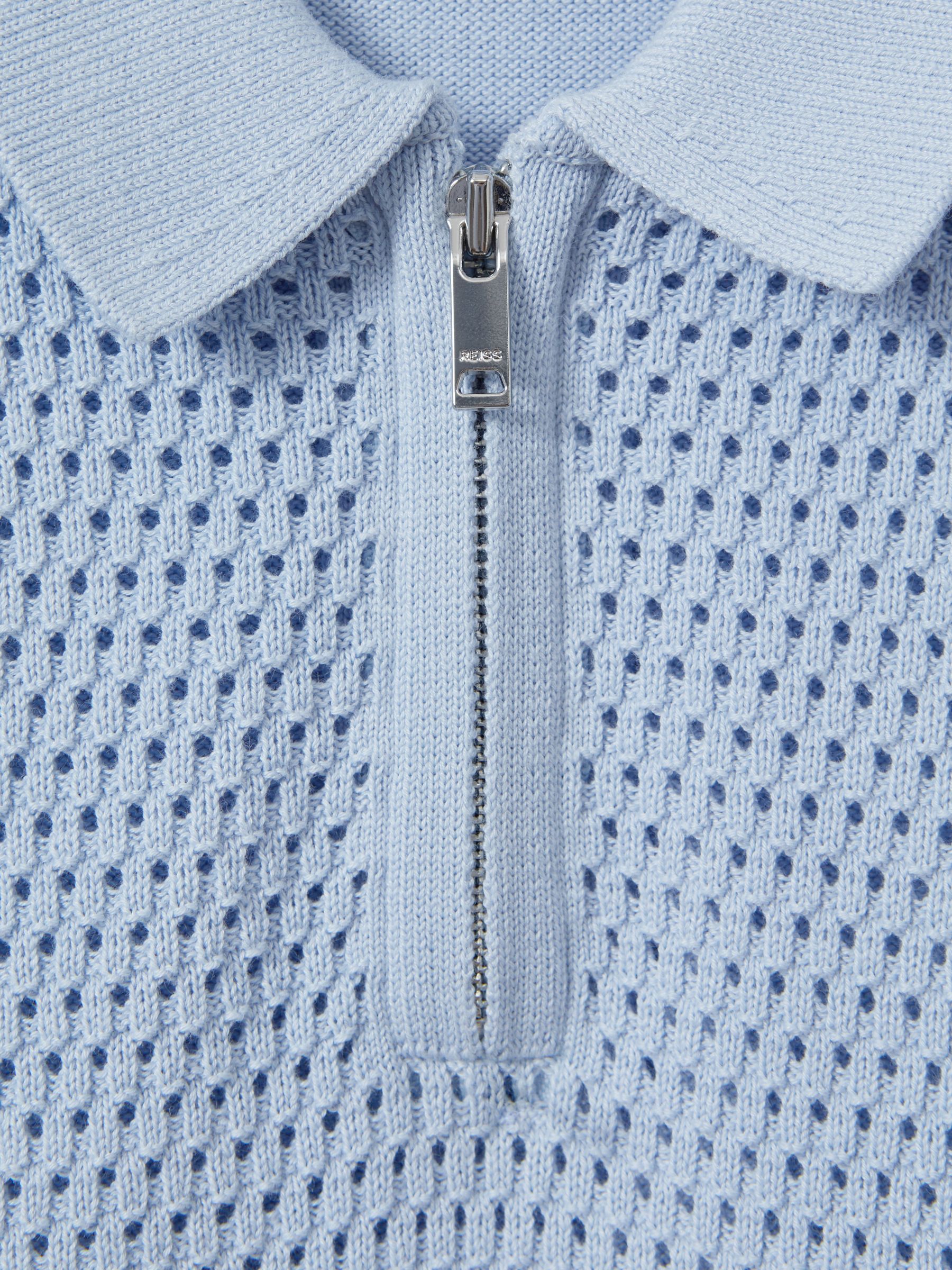 Teen Textured Half-Zip Polo T-Shirt in Soft Blue - Image 4 of 4