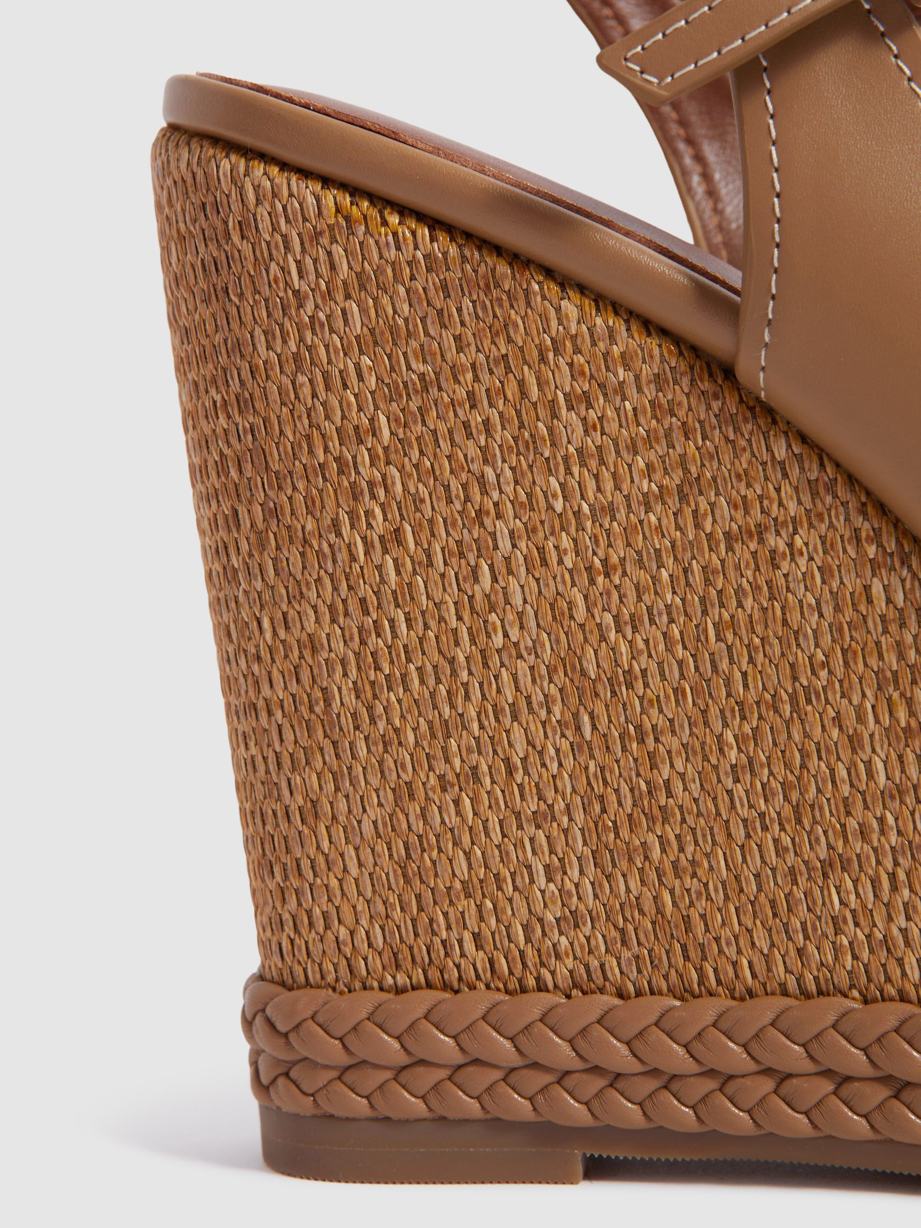 Leather Plaited Wedge Heels in Tan - Image 5 of 5
