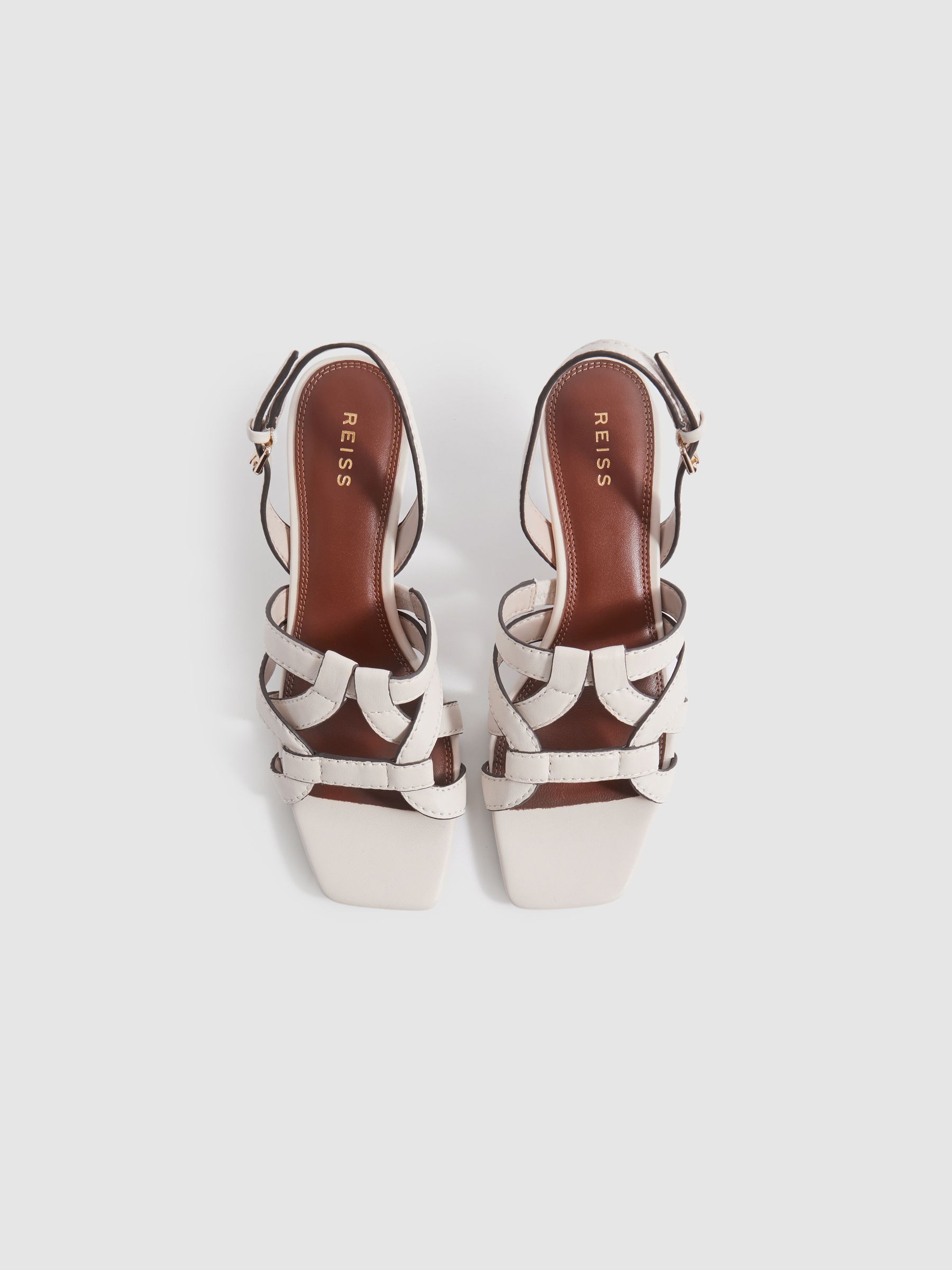 Leather Strappy Kitten Heels in White - Image 3 of 5