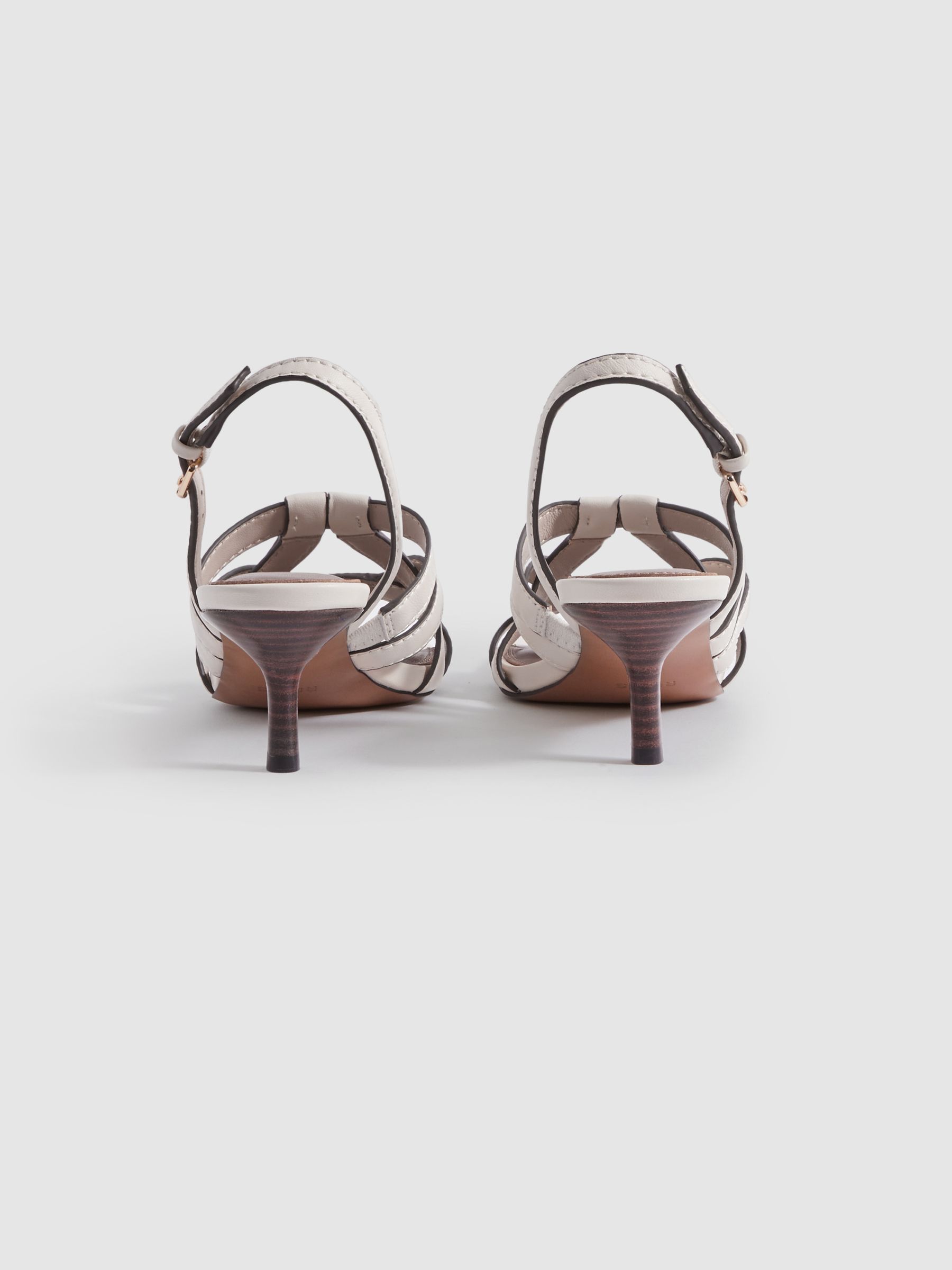 Leather Strappy Kitten Heels in White - Image 4 of 5