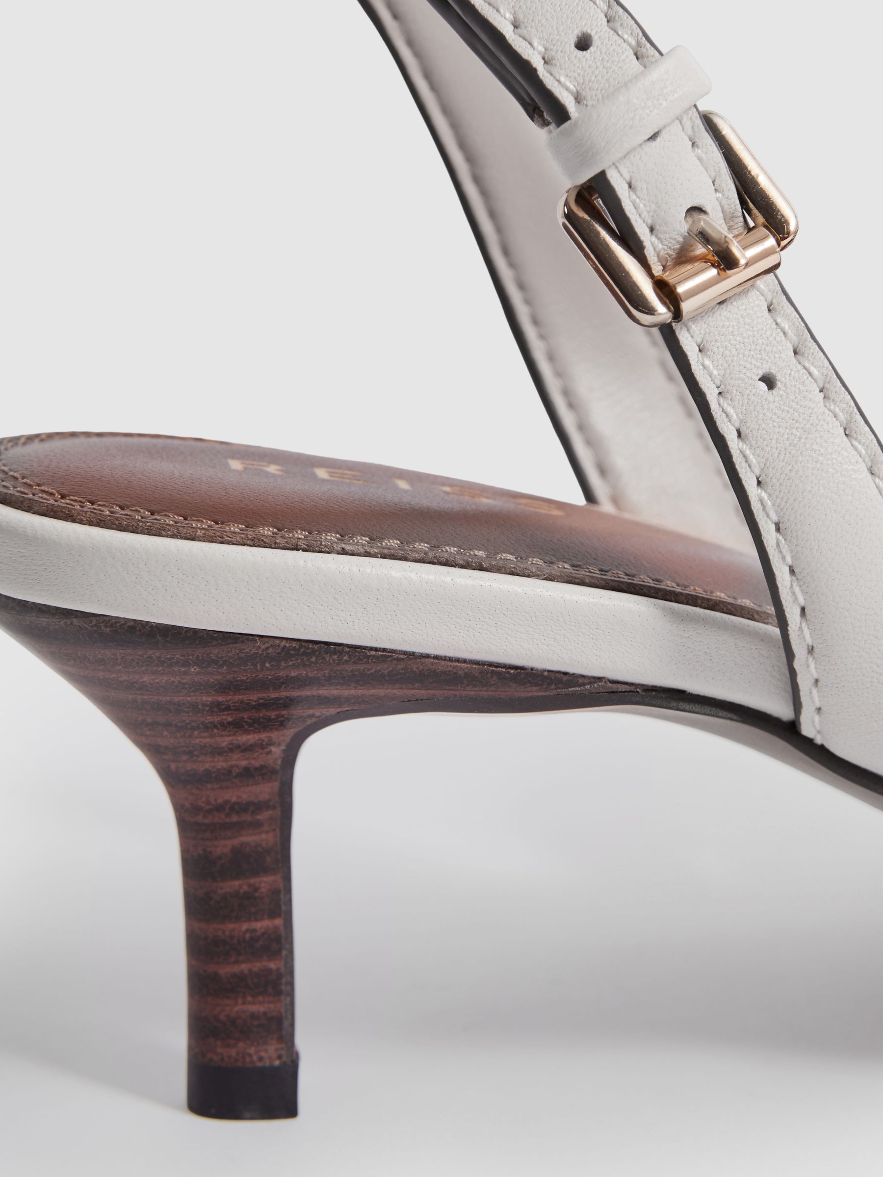 Leather Strappy Kitten Heels in White - Image 5 of 5