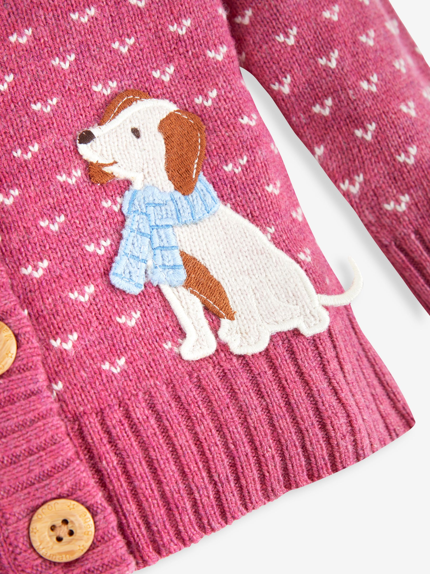 Rose Pink Sausage Dog Fairisle Pattern Cardigan - Image 3 of 3