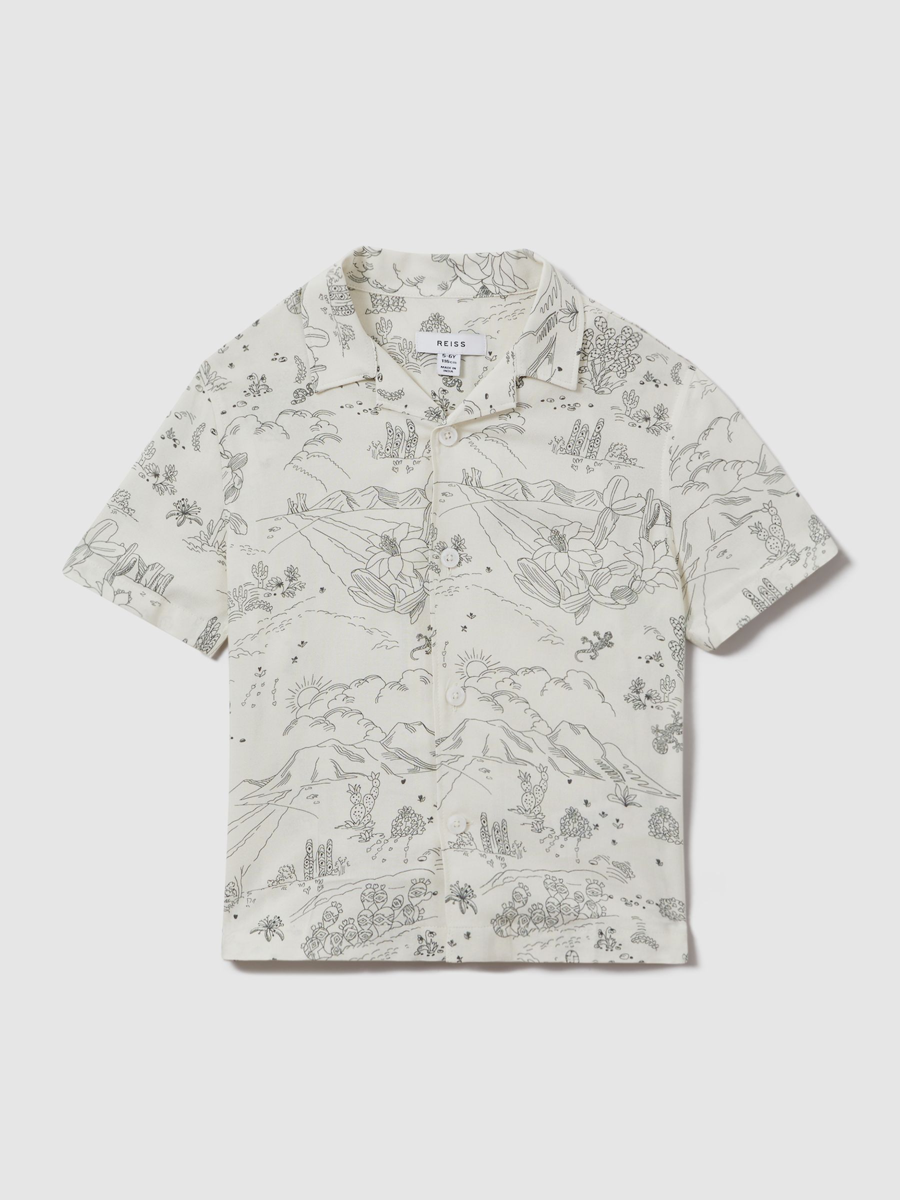 3-9 yrs Sketch Design Cuban Collar Shirt in Ecru - Image 2 of 4