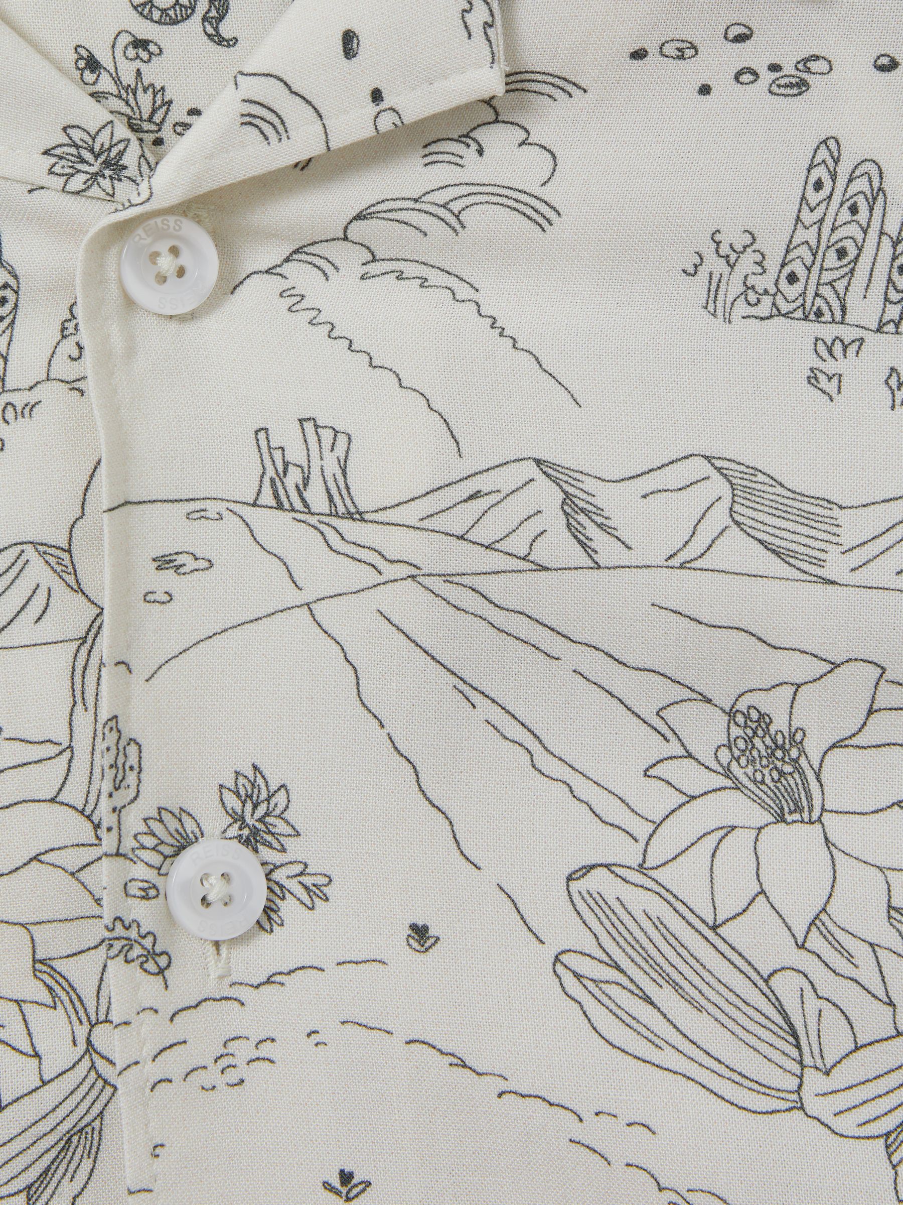 3-9 yrs Sketch Design Cuban Collar Shirt in Ecru - Image 4 of 4