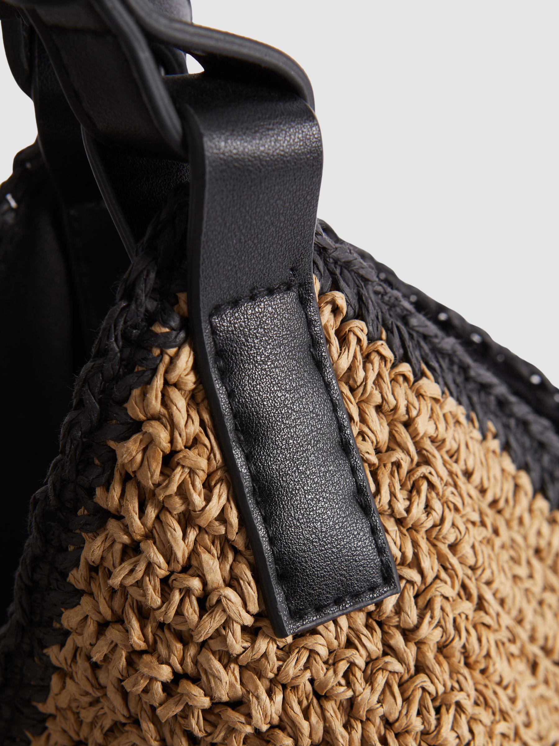Woven Diagonal Seam Tote Bag in Natural - Image 5 of 5