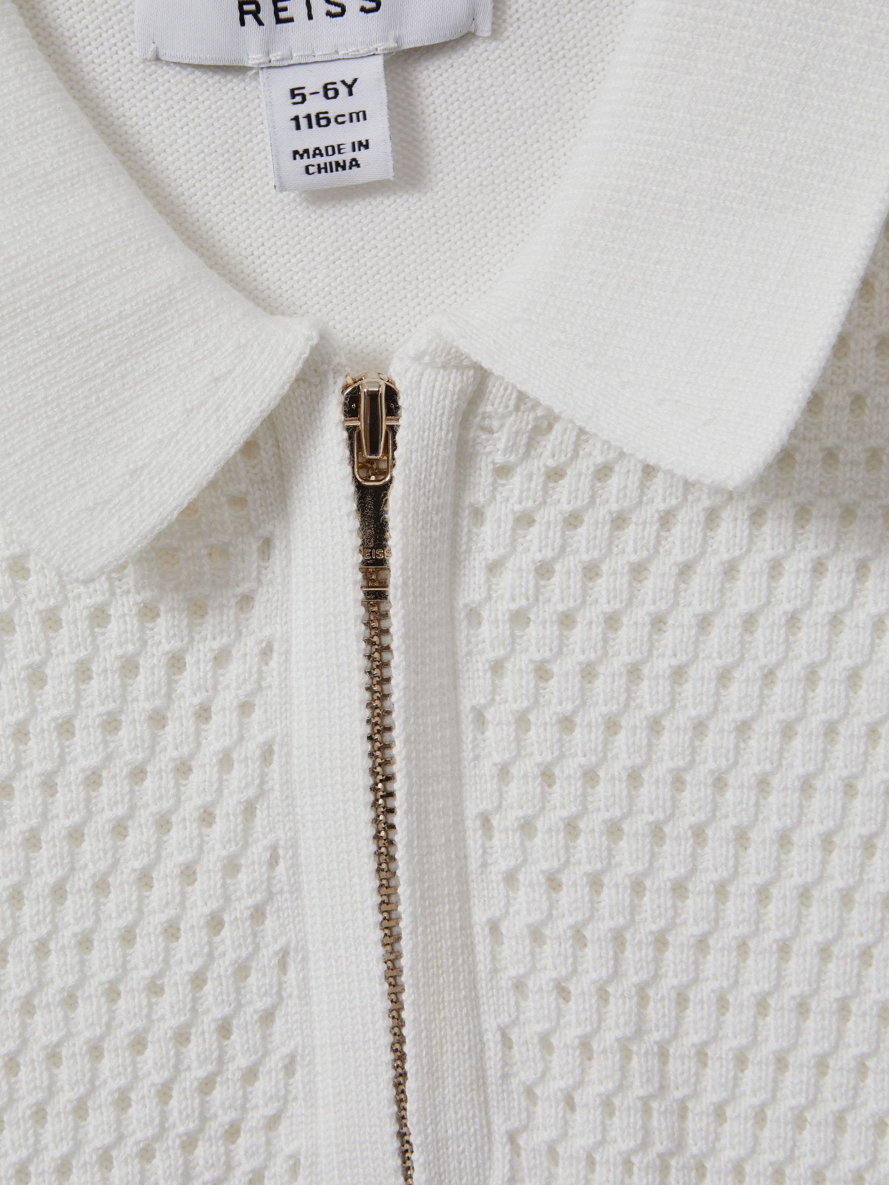 Teen Textured Half-Zip Polo T-Shirt in Optic White - Image 4 of 4
