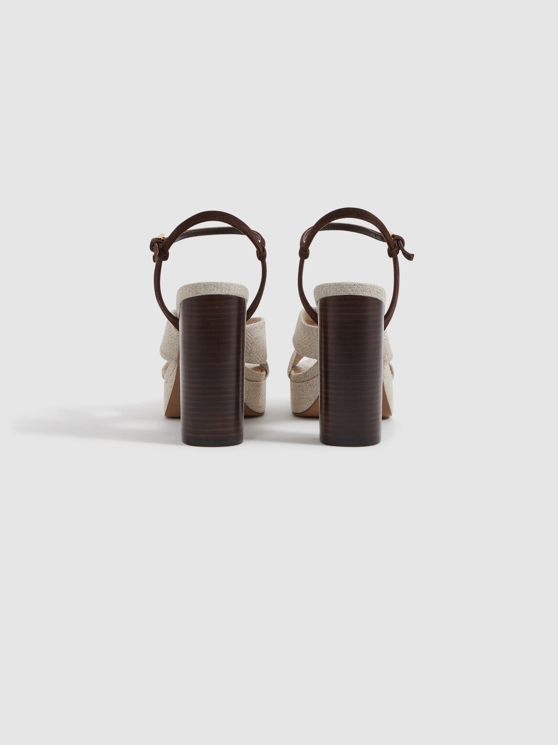 Raffia Platform Heels in Natural - Image 4 of 5