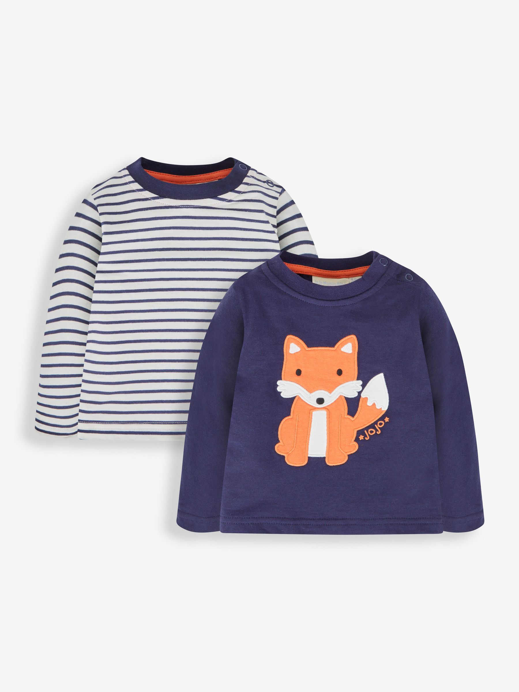Navy Kids' Fox Appliqué & Stripe Baby Tops - Image 1 of 5