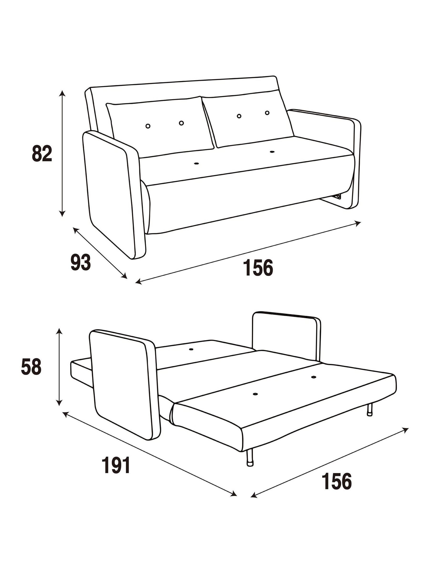 Haru 2 Seater Sofa Bed in Pebble Grey - Image 8 of 8