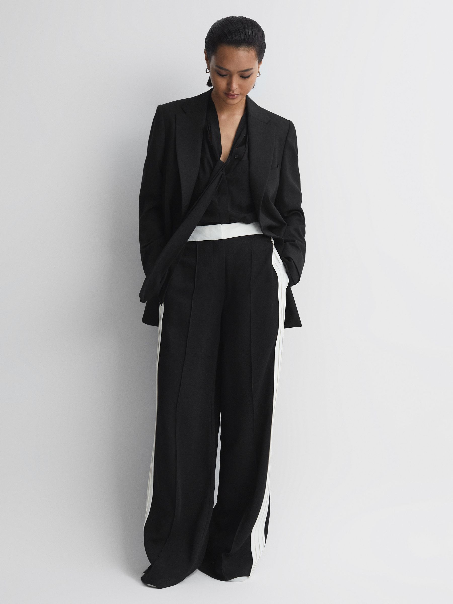 Tie Neck Semi-Sheer Blouse in Black - Image 5 of 5