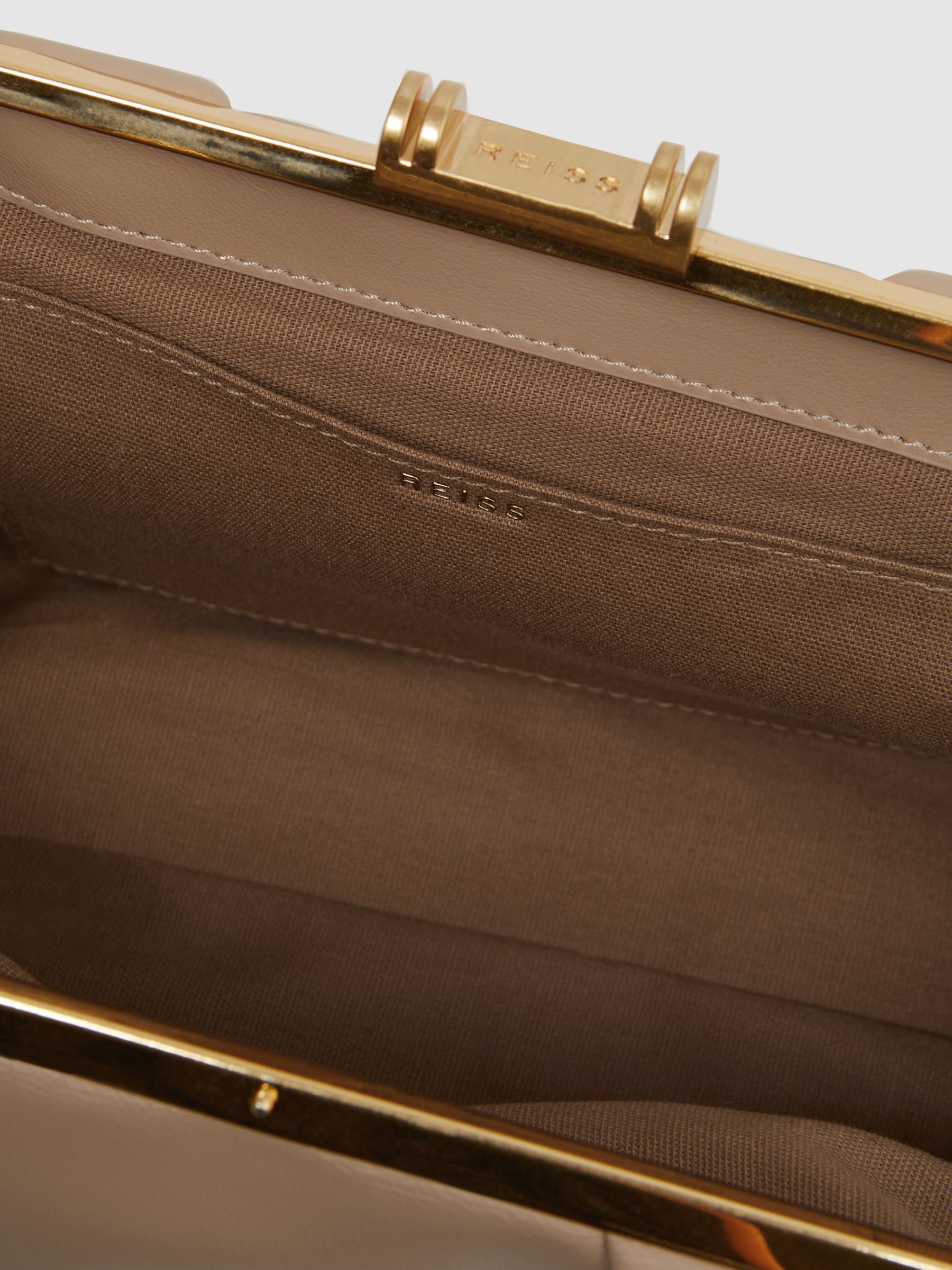 Leather Clutch Bag in Taupe - Image 3 of 5