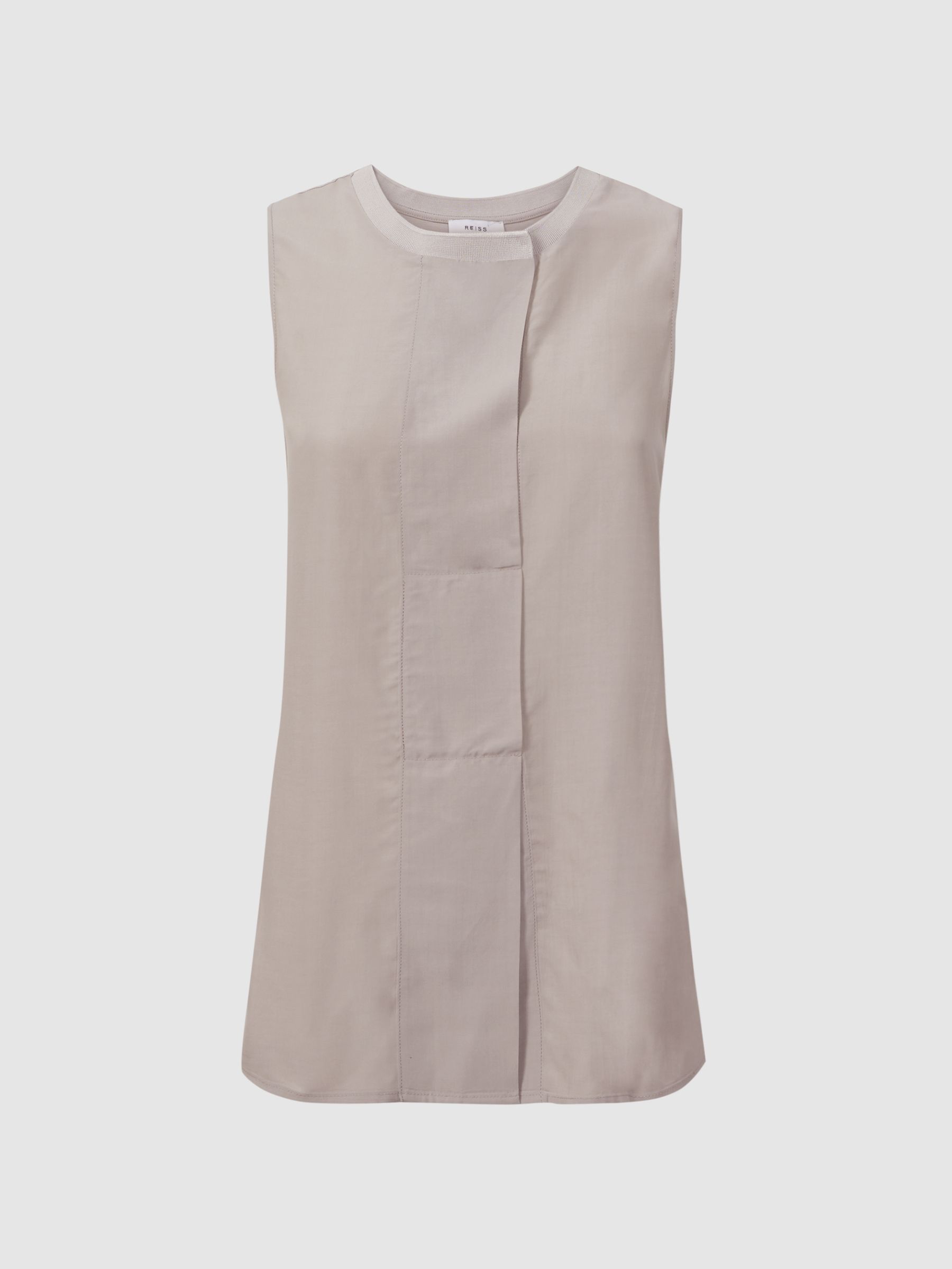 Sleeveless Press-Stud Blouse in Stone - Image 2 of 4