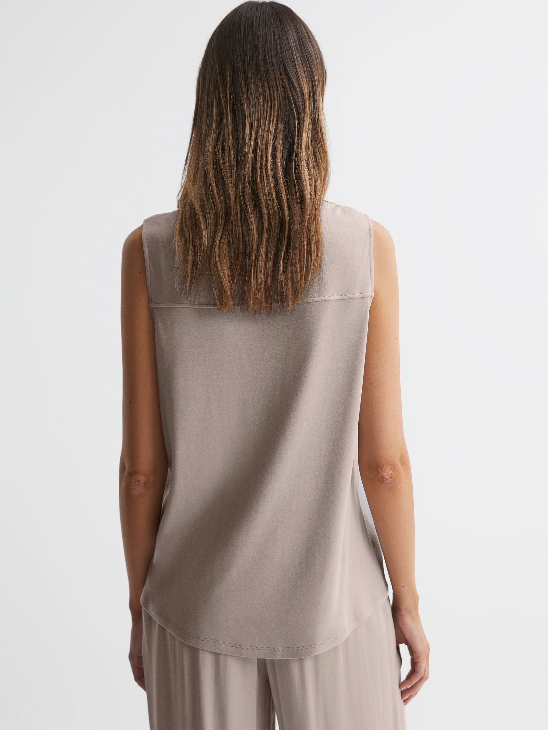 Sleeveless Press-Stud Blouse in Stone - Image 4 of 4