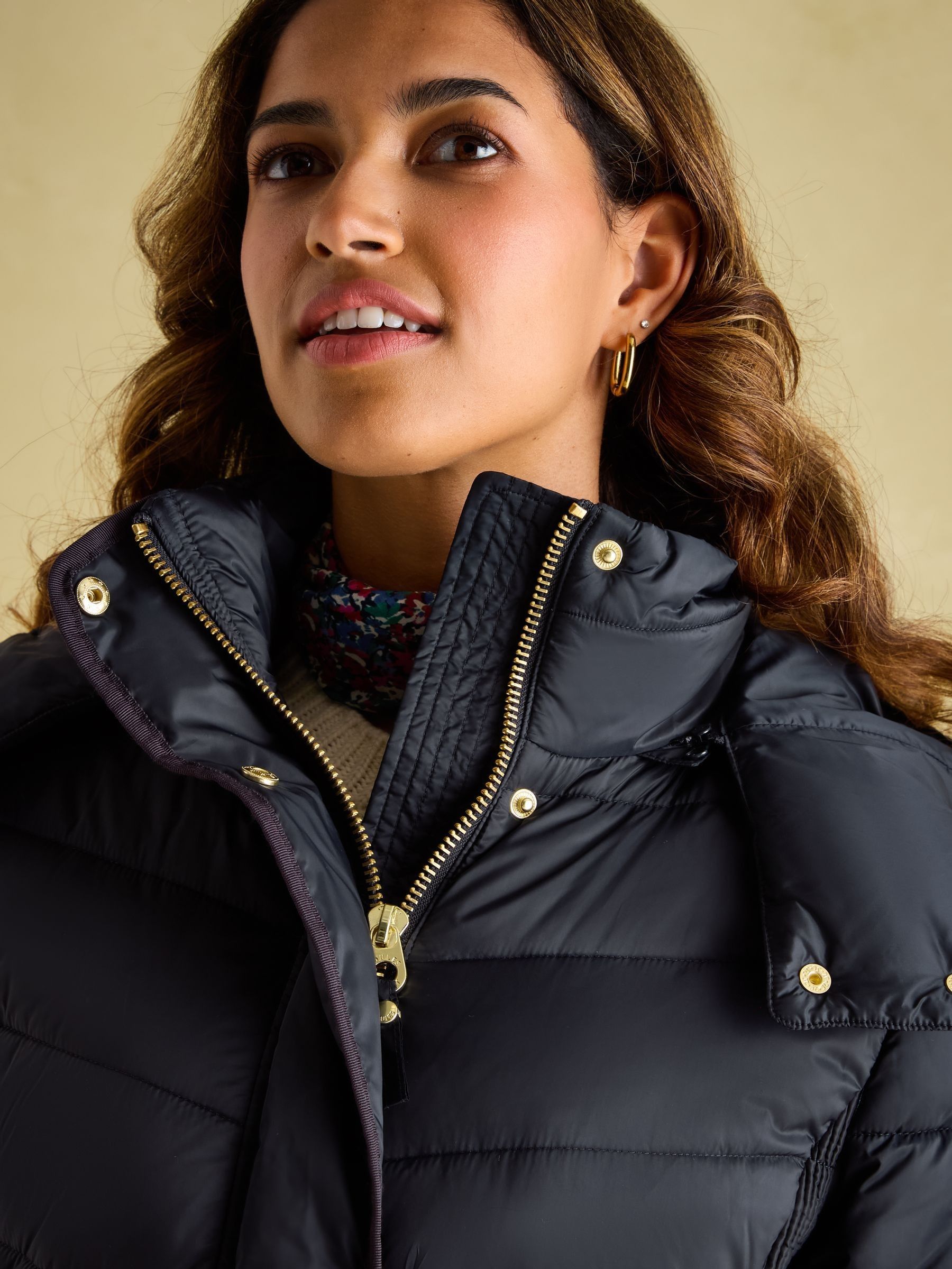Pembury Navy Blue Showerproof Longline Padded Coat With Hood - Image 4 of 7