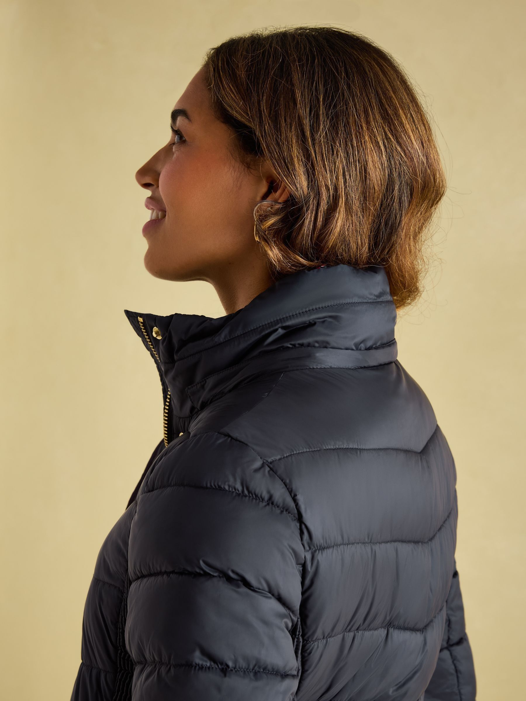 Pembury Navy Blue Showerproof Longline Padded Coat With Hood - Image 5 of 7
