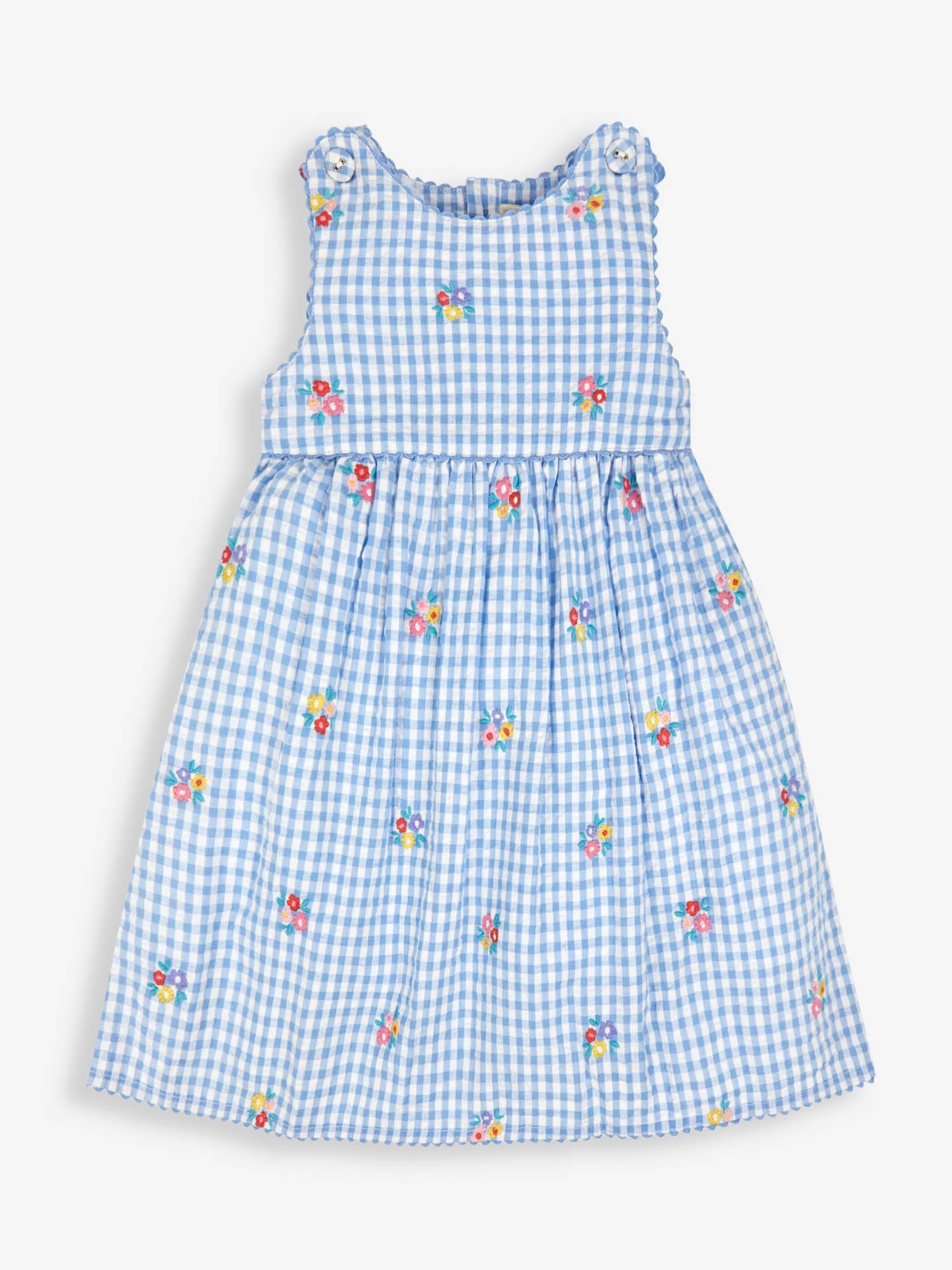 Blue Gingham Floral Embroidered Dress - Image 4 of 5