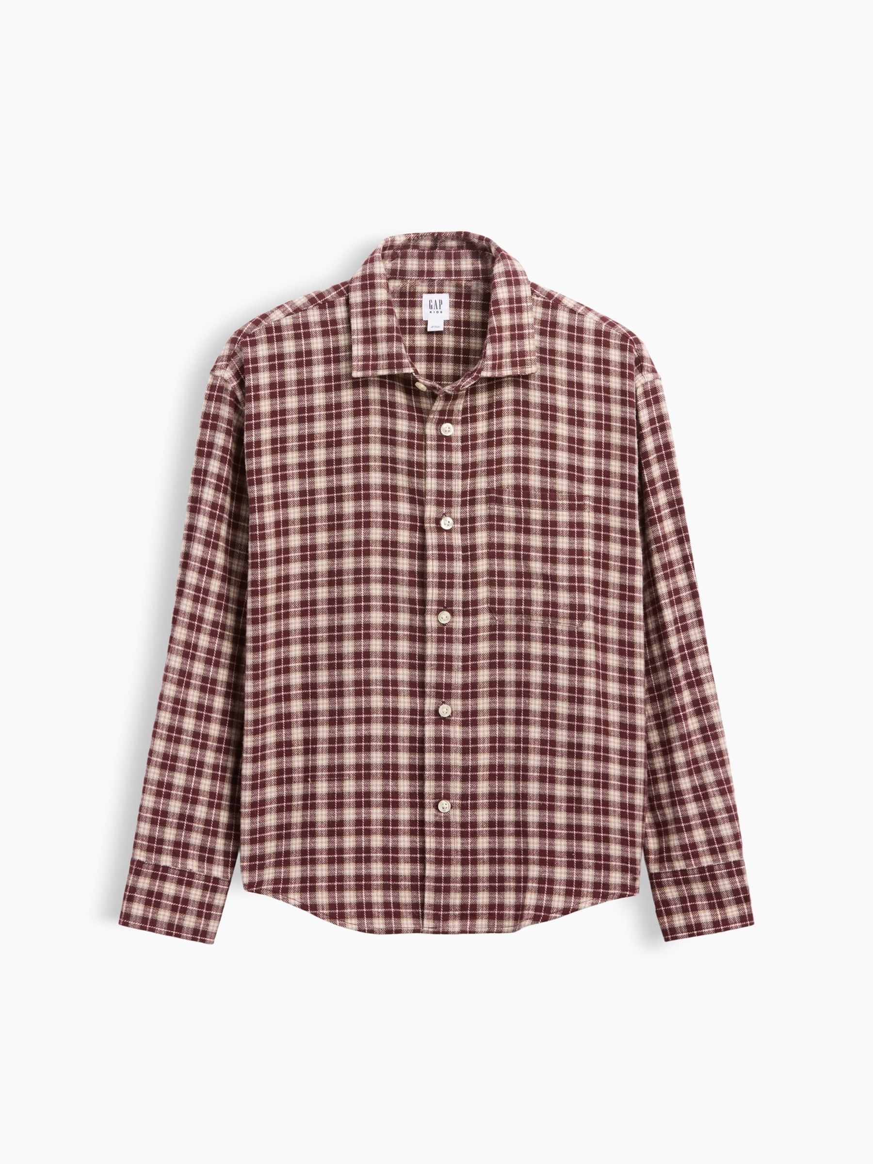 Burgundy Red Check Relaxed Flannel Shirt - Image 4 of 5
