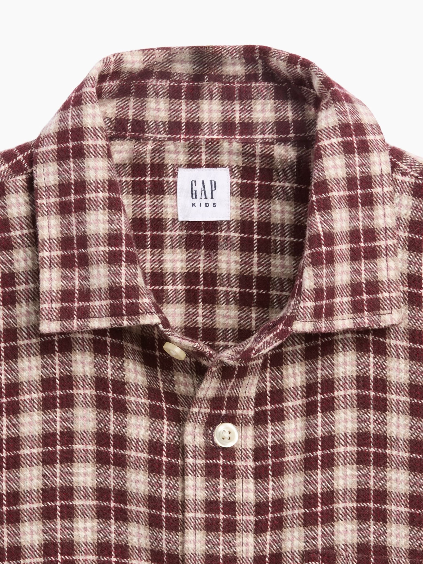Burgundy Red Check Relaxed Flannel Shirt - Image 5 of 5