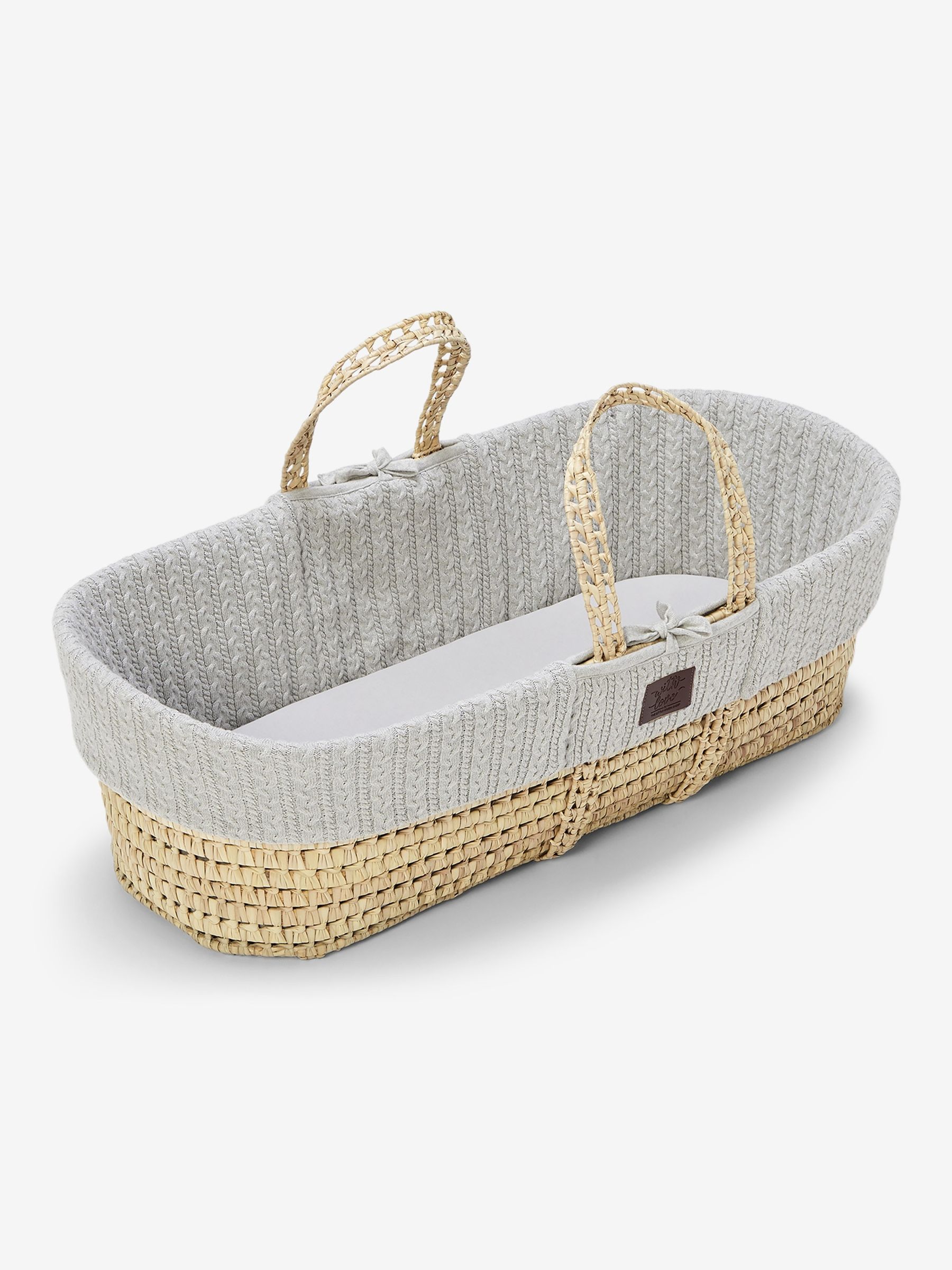 Grey The Little Green Sheep Organic Knitted Moses Basket & Mattress Dove - Image 1 of 1