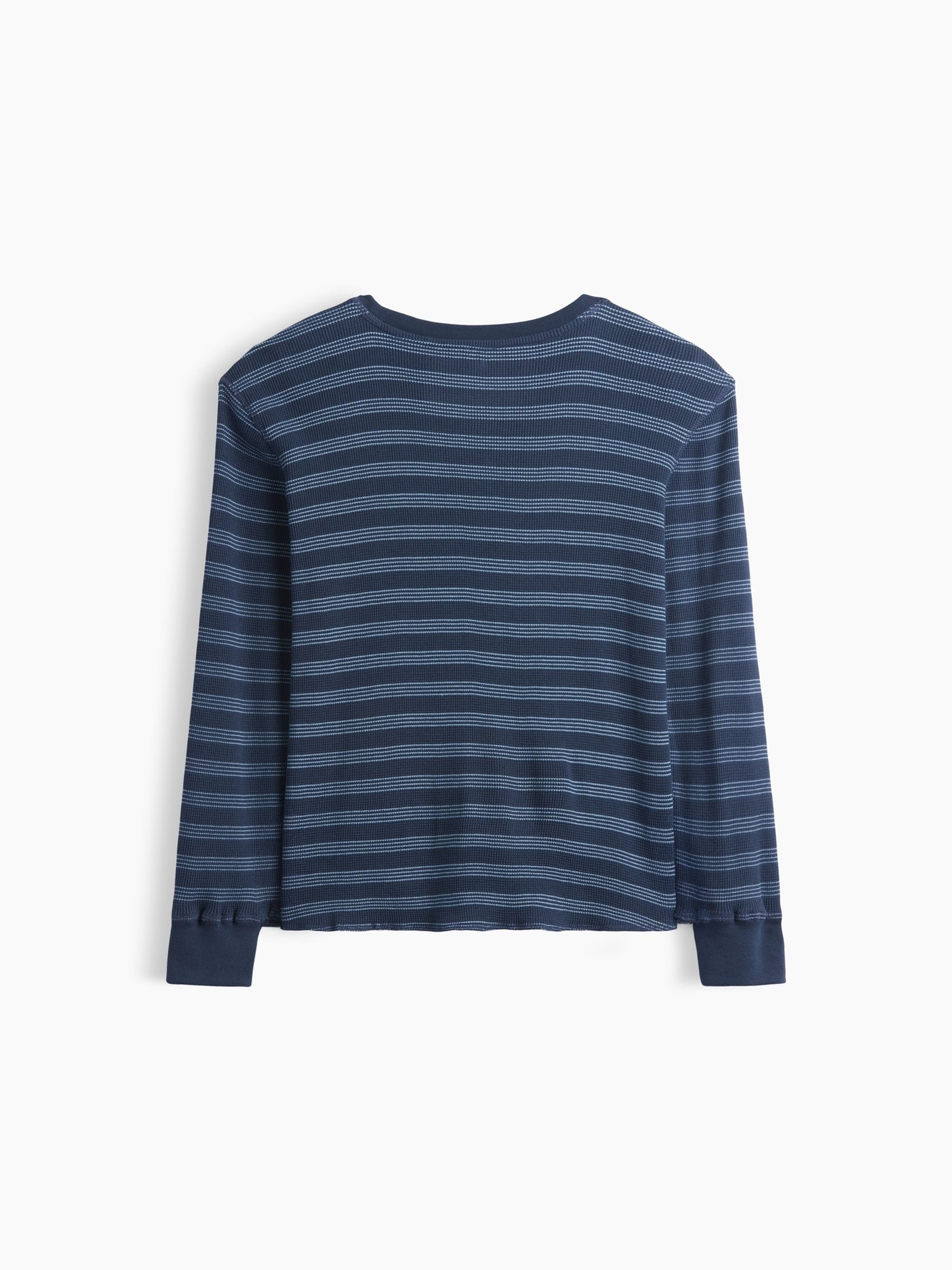 Blue Stripe Waffle-Knit Long Sleeve T-Shirt - Image 2 of 3 Blue Stripe Waffle-Knit Long Sleeve T-Shirt - Image 2 of 3