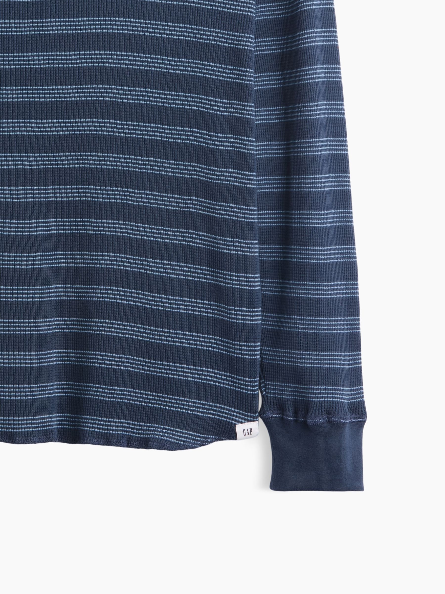 Blue Stripe Waffle-Knit Long Sleeve T-Shirt - Image 3 of 3 Blue Stripe Waffle-Knit Long Sleeve T-Shirt - Image 3 of 3