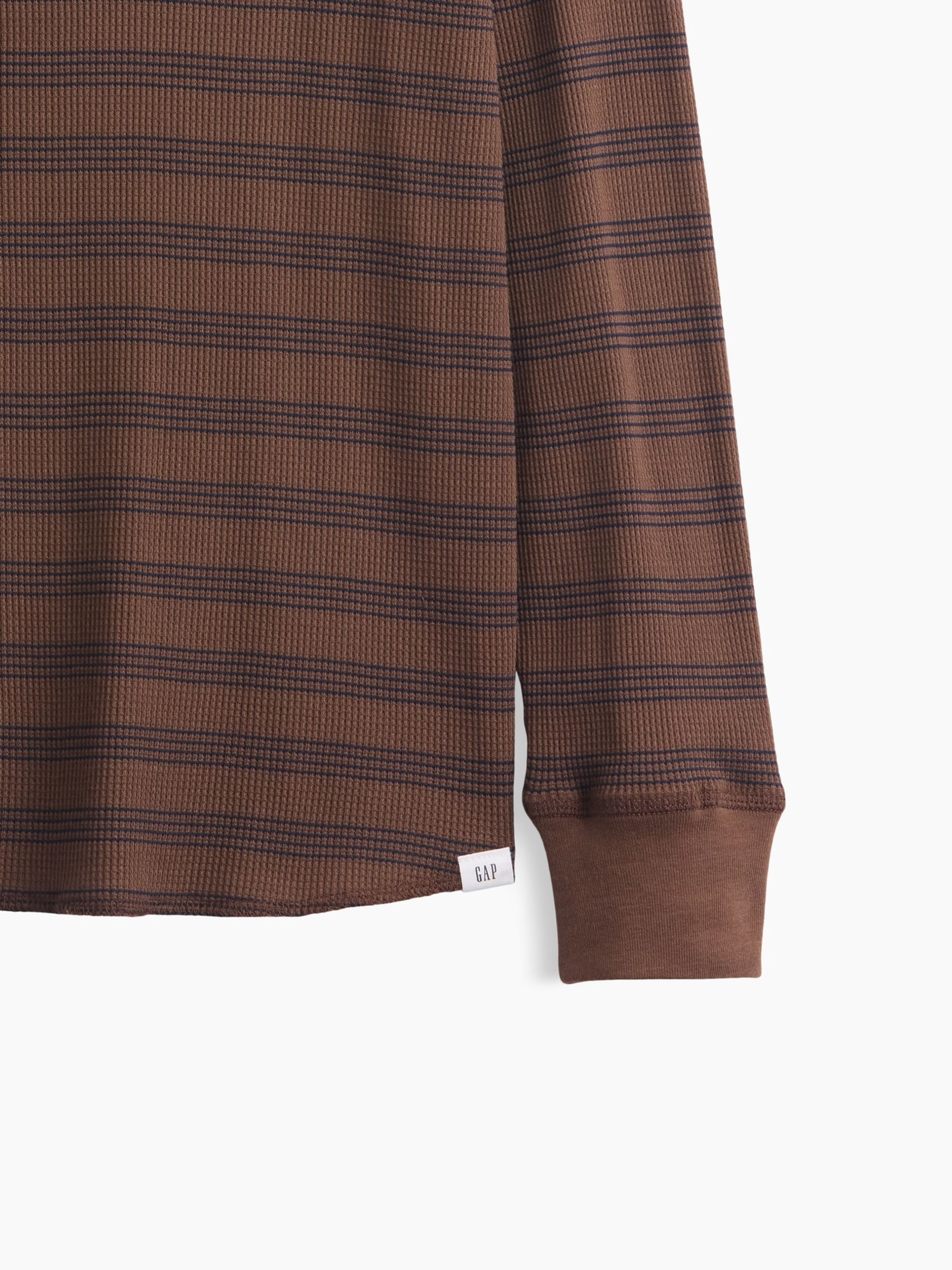 Brown Stripe Waffle-Knit Long Sleeve T-Shirt - Image 3 of 3