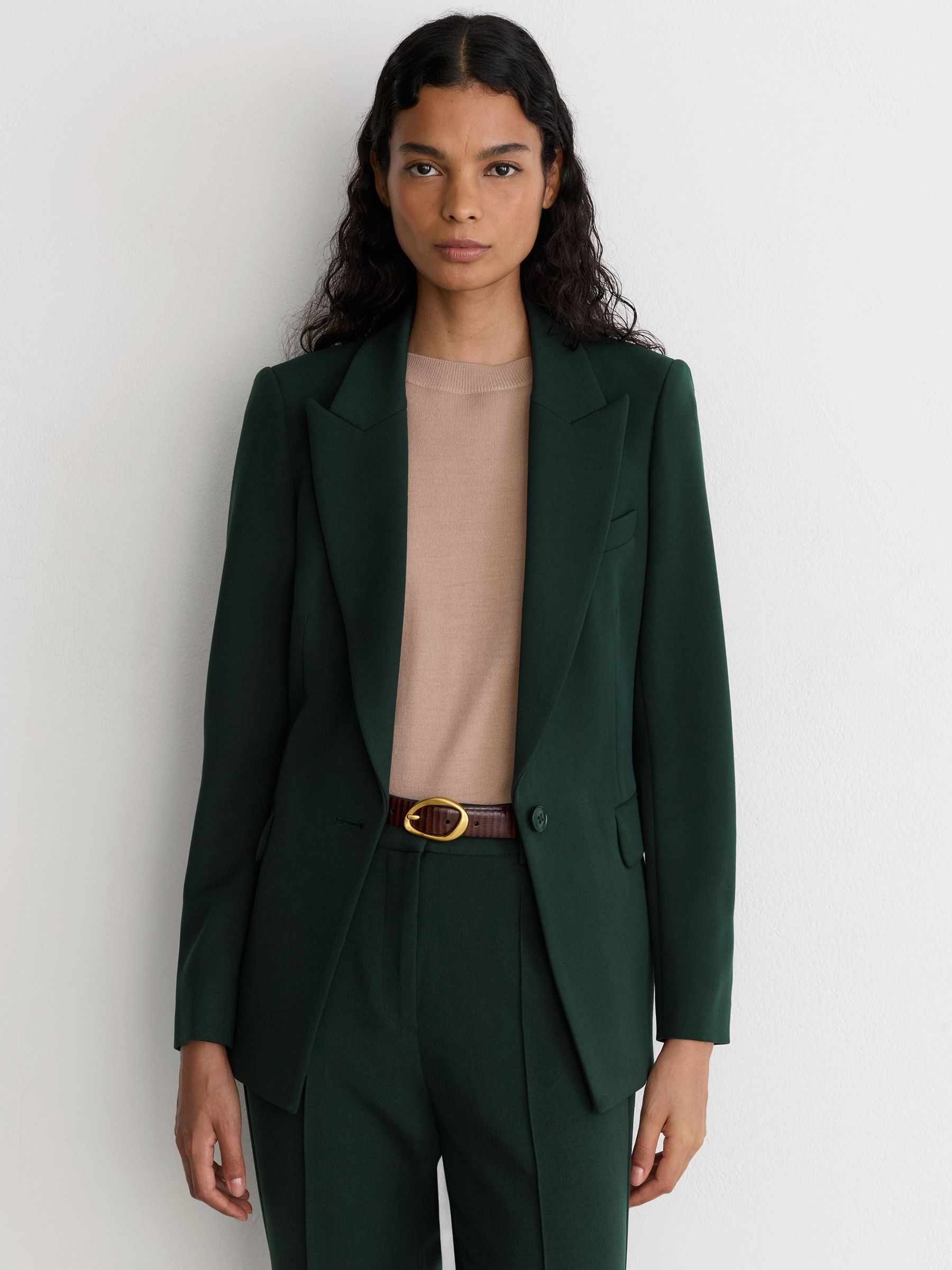Tailored Single Breasted Suit Blazer in Dark Green - صورة 3 من 8