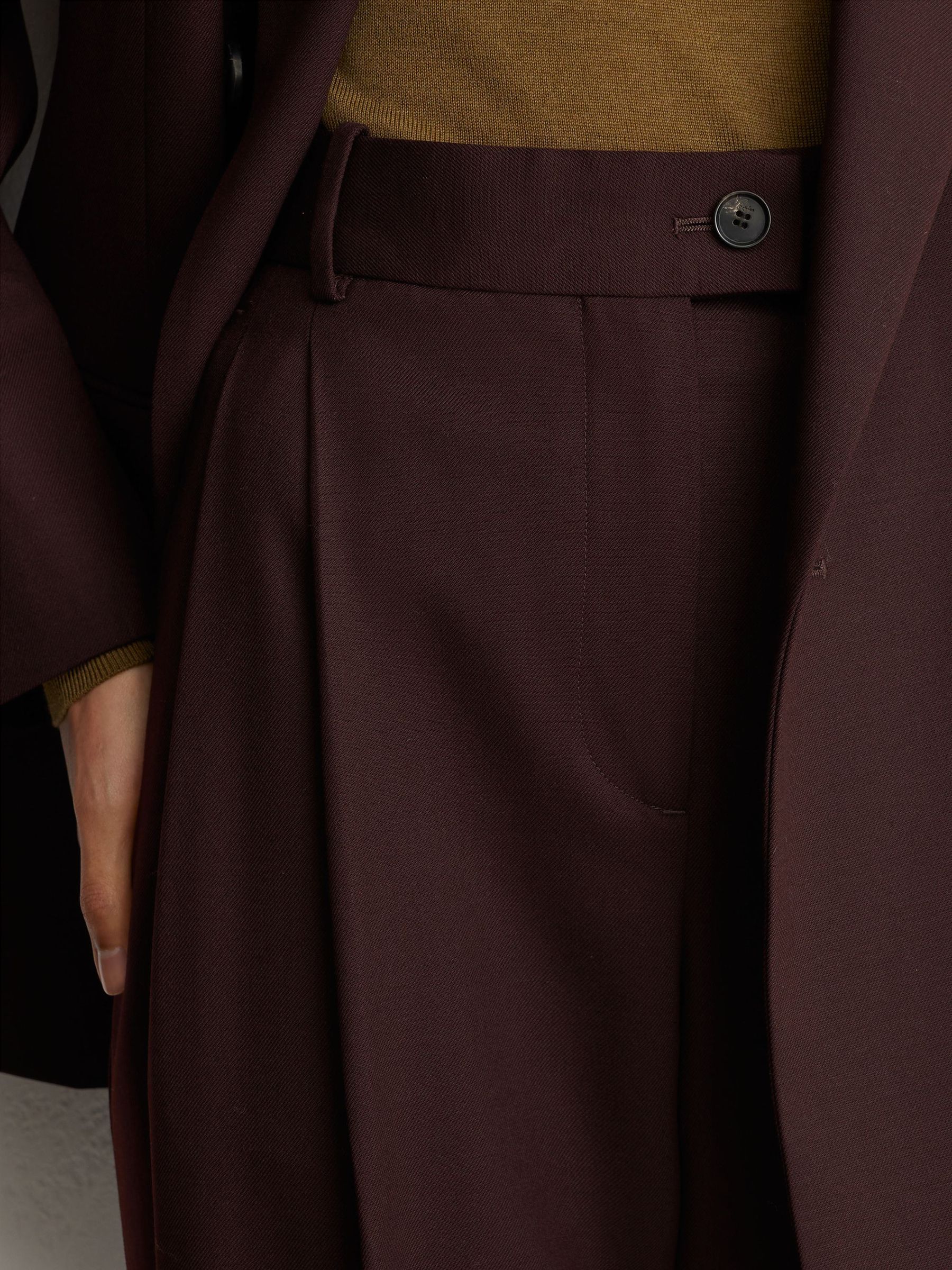 Petite Wool-Blend Wide-Leg Pleated Suit Trousers in Dark Aubergine - Image 3 of 8