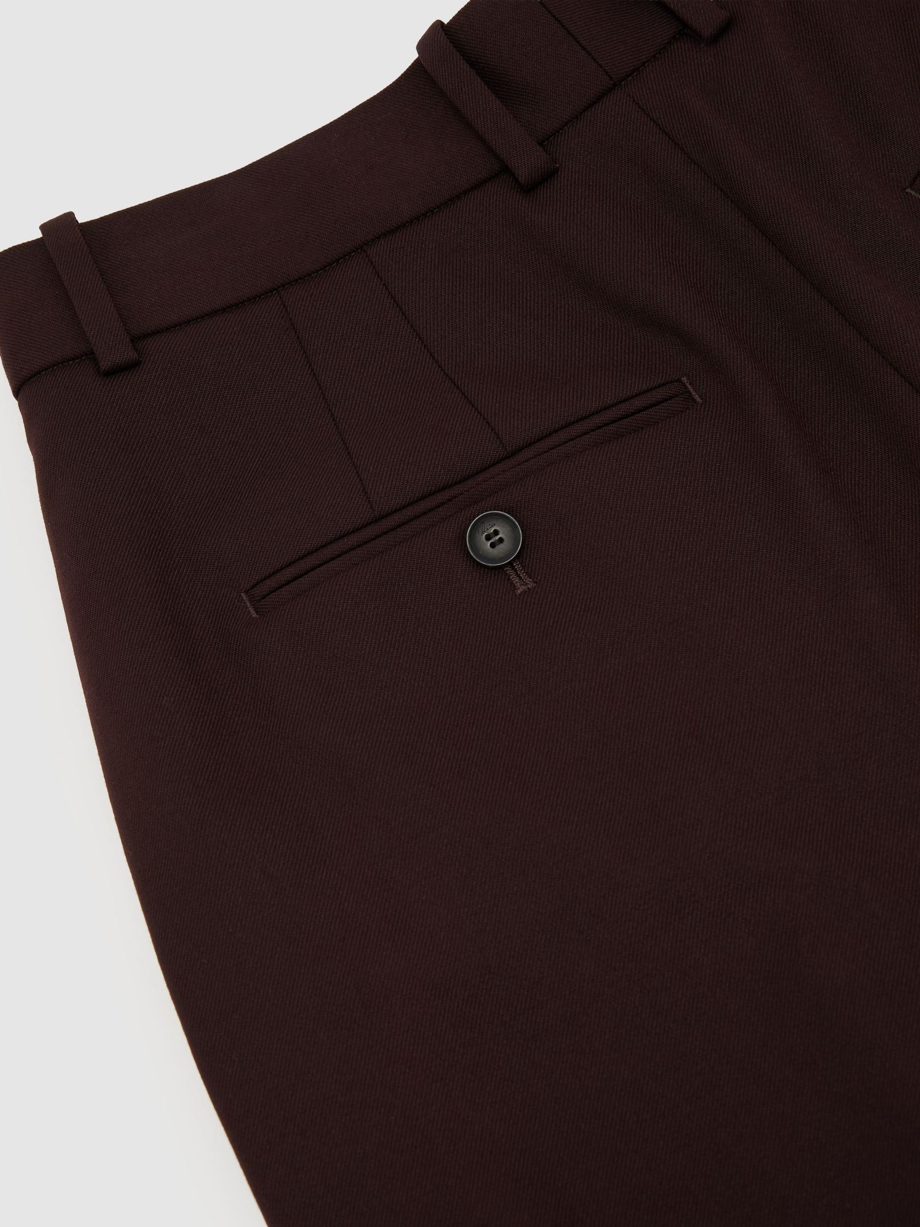 Petite Wool-Blend Wide-Leg Pleated Suit Trousers in Dark Aubergine - Image 7 of 8