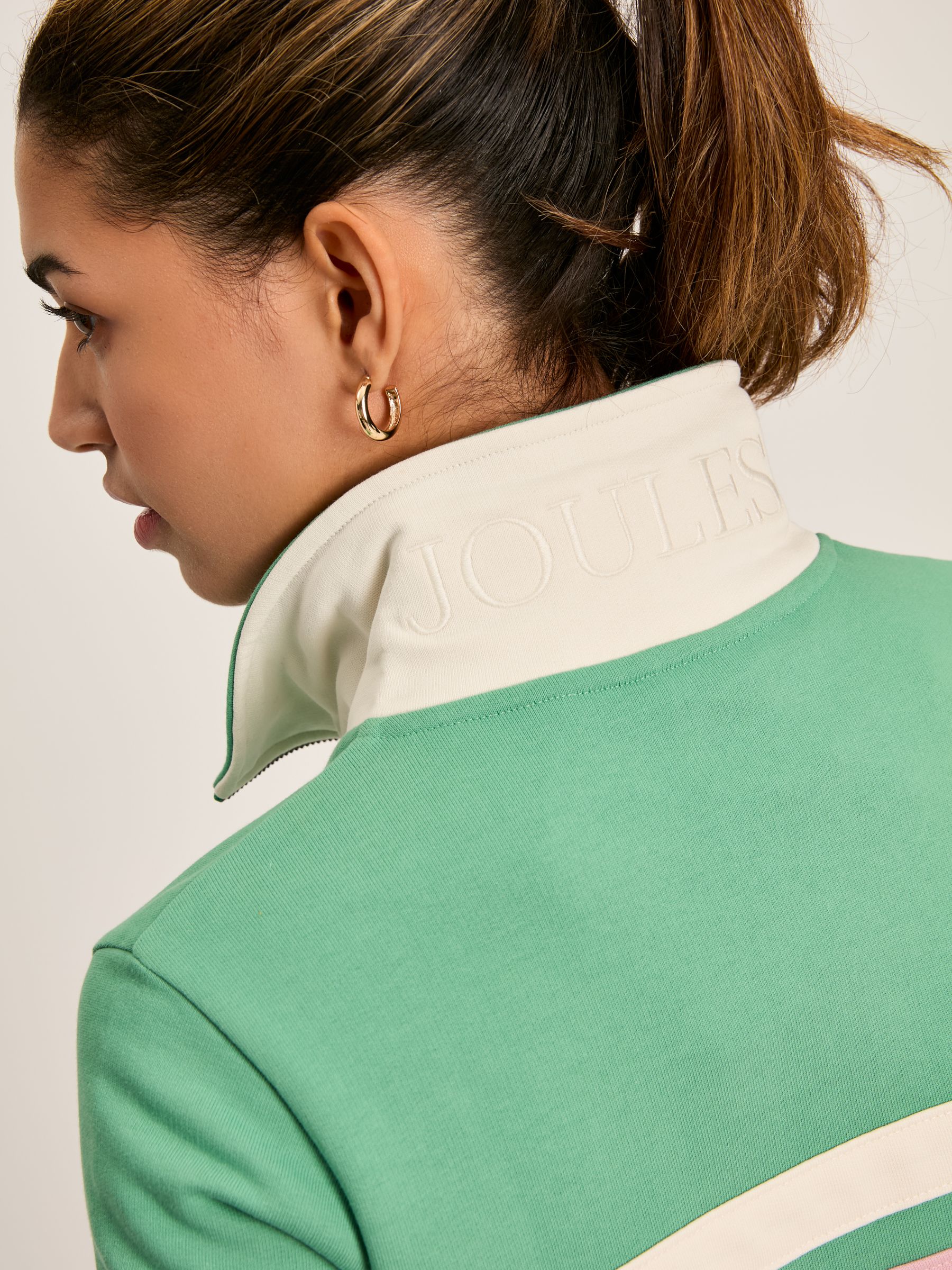Tadley Green & Pink Quarter Zip Sweatshirt - Image 6 of 7