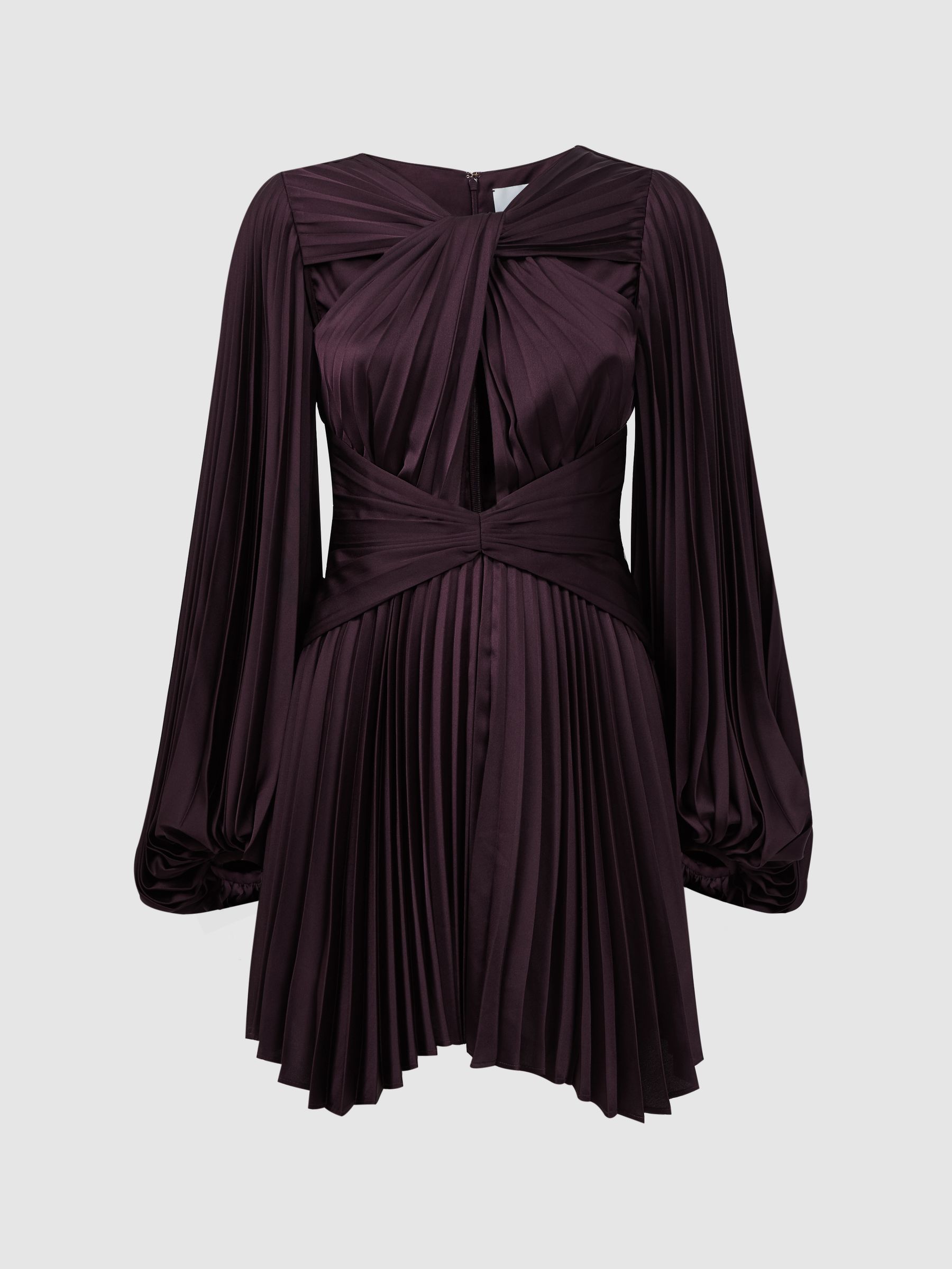 Acler Pleated Blouson Sleeve Mini Dress in Blackberry - Image 2 of 6
