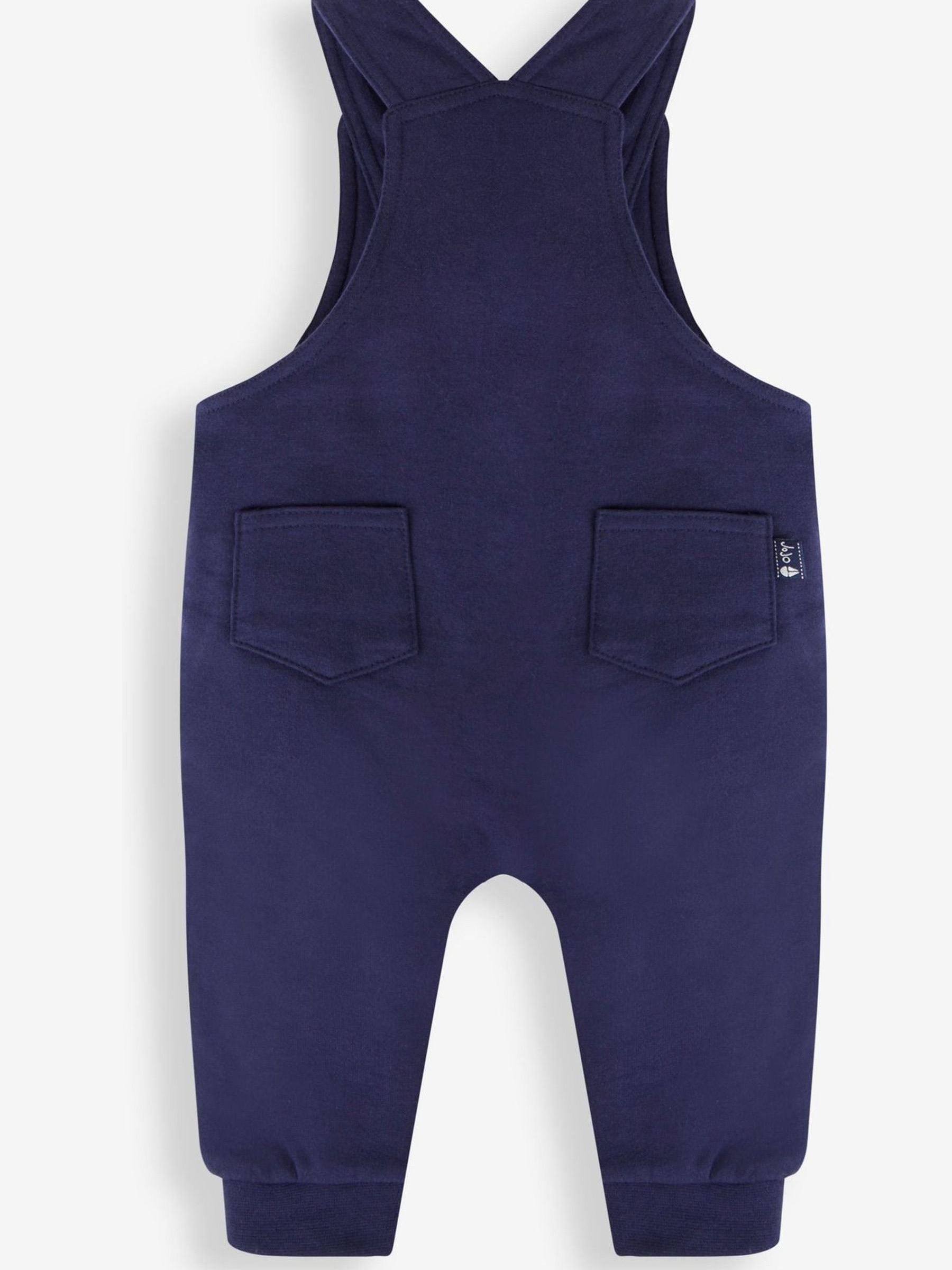 Navy Blue Triceratops Boys' Dino Appliqué Dungarees & Stripe Top Set - Image 6 of 9