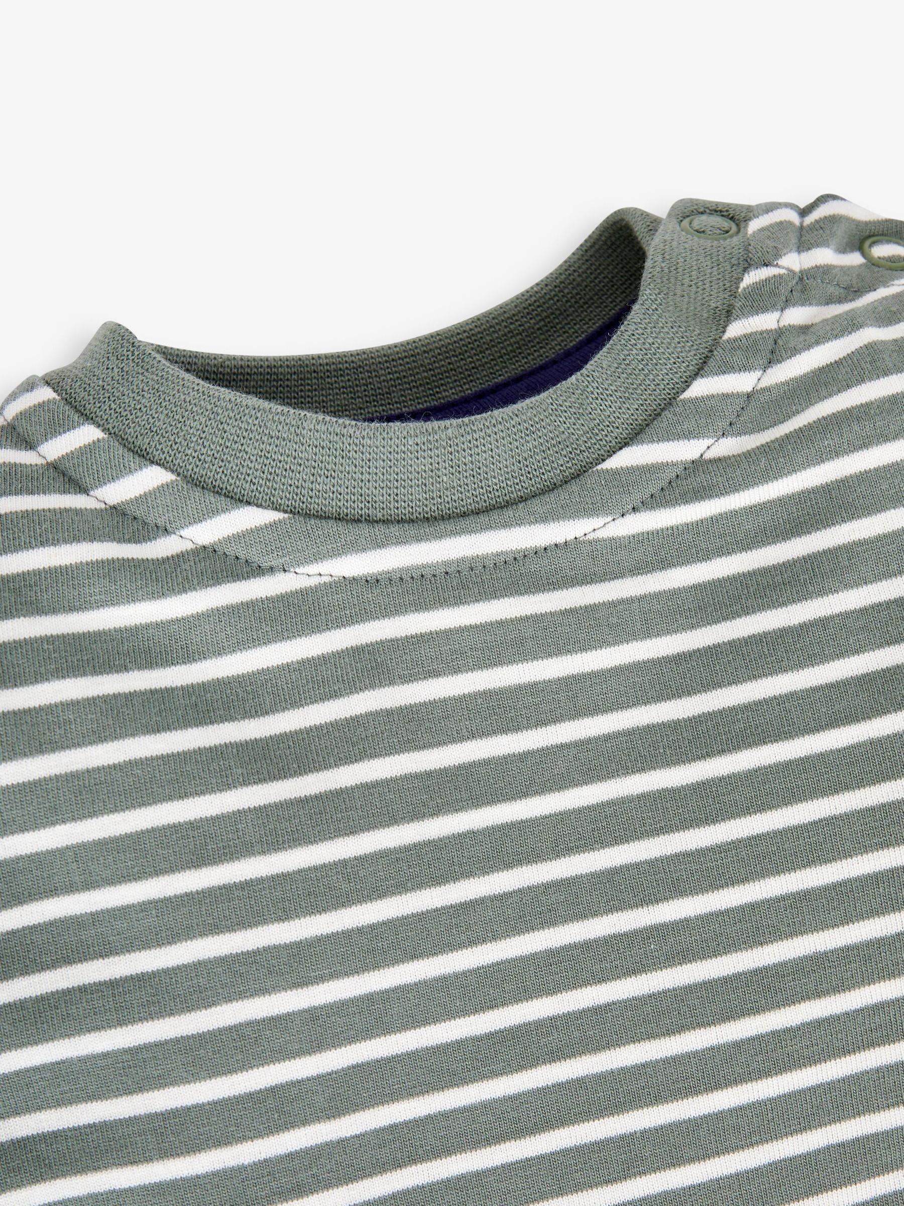 Navy Blue Triceratops Boys' Dino Appliqué Dungarees & Stripe Top Set - Image 9 of 9