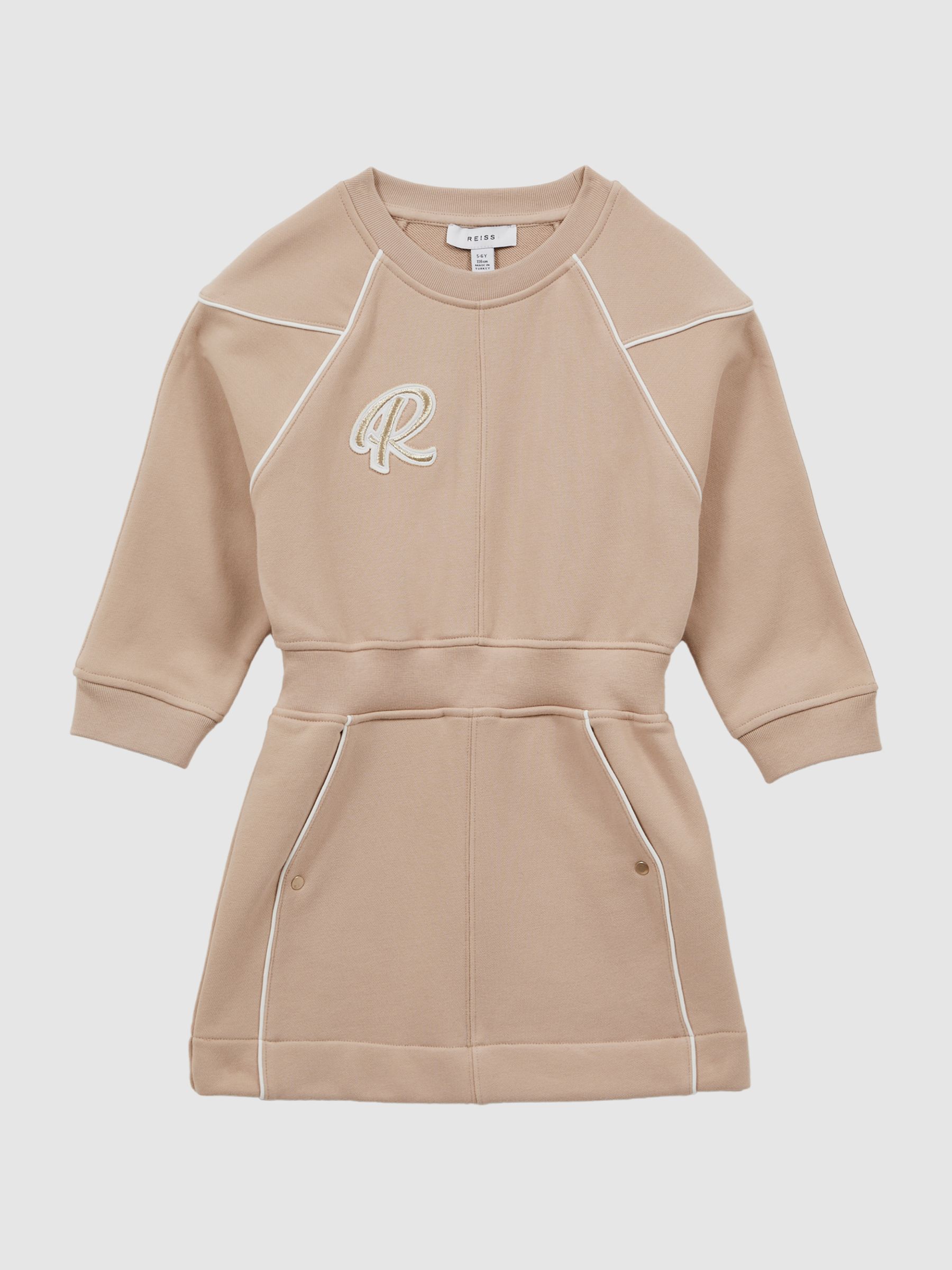 Junior Embroidered Jersey Dress in Camel - Image 2 of 5