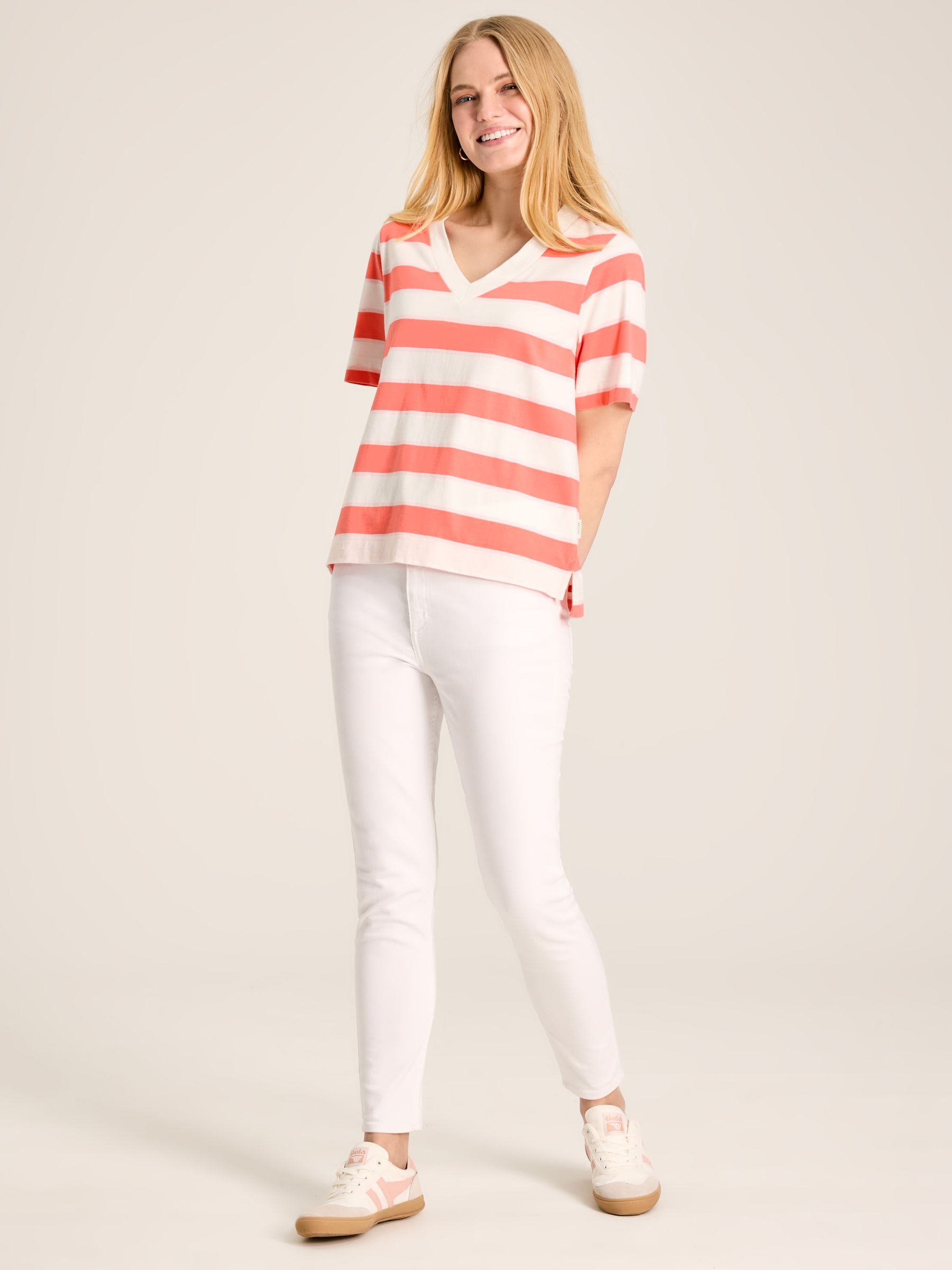 Darcey Pink stripe V-Neck T-Shirt - Image 3 of 6