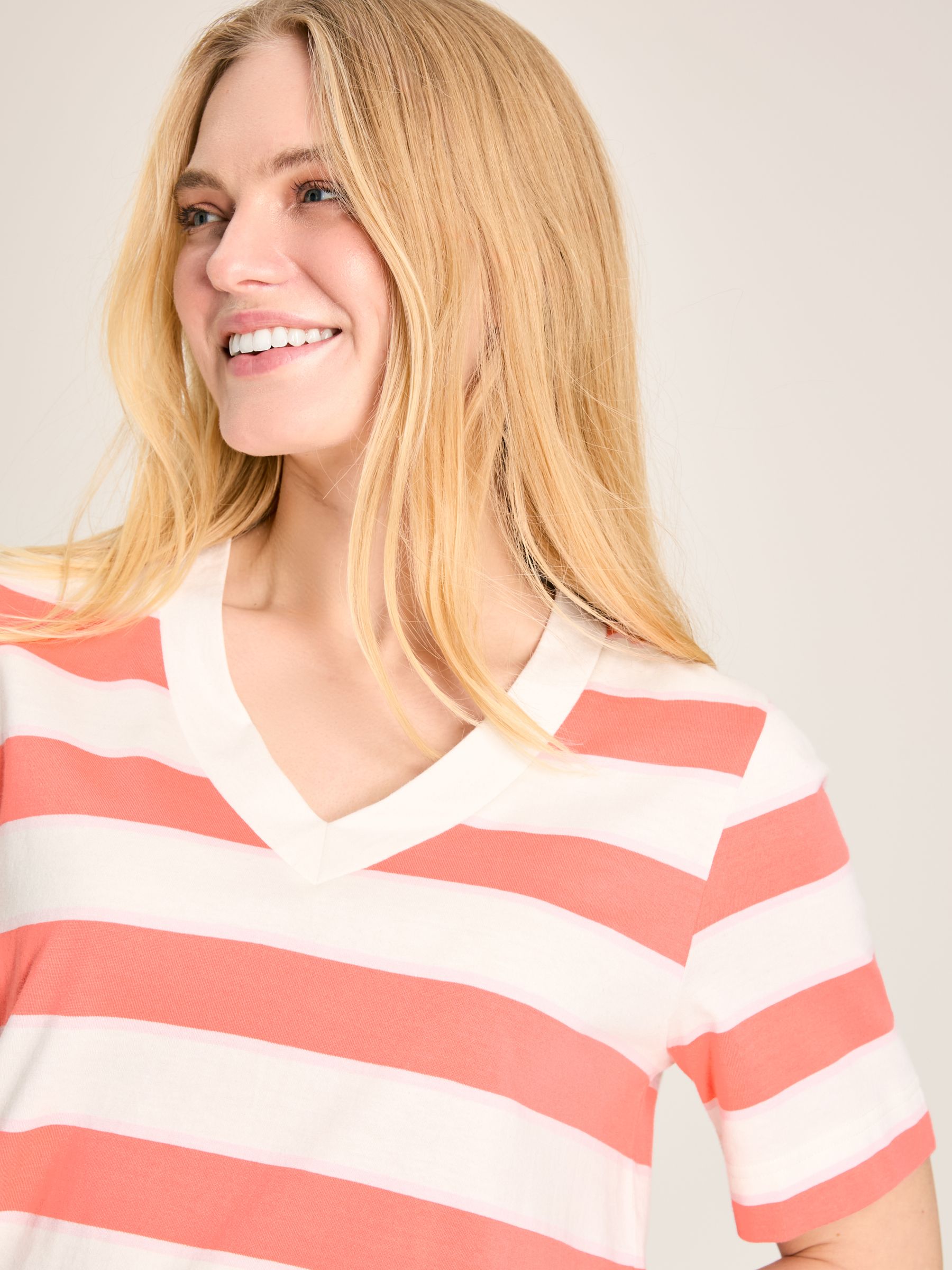 Darcey Pink stripe V-Neck T-Shirt - Image 4 of 6
