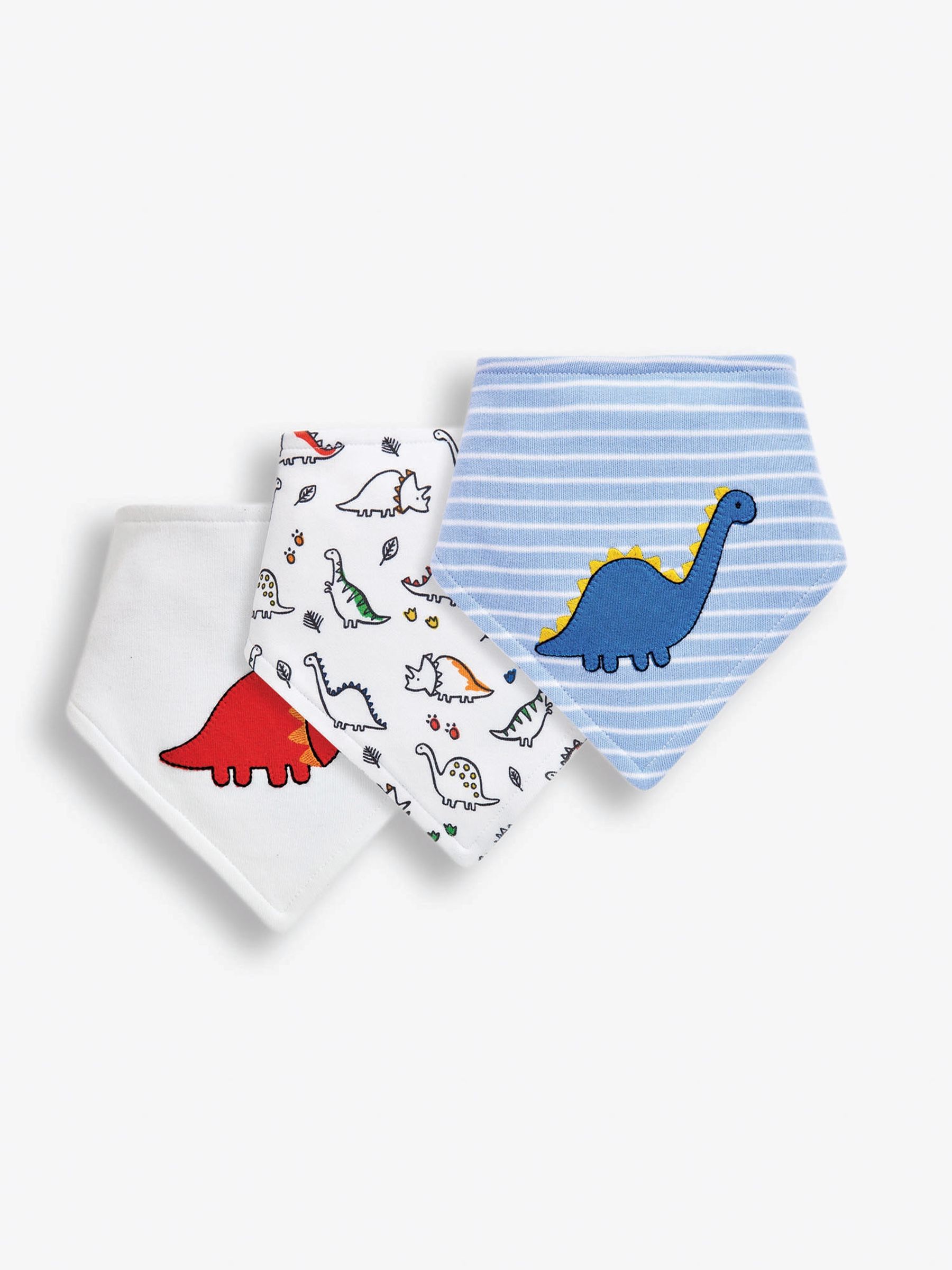 White 3-Pack Dino Dribble Bibs - Image 1 of 7