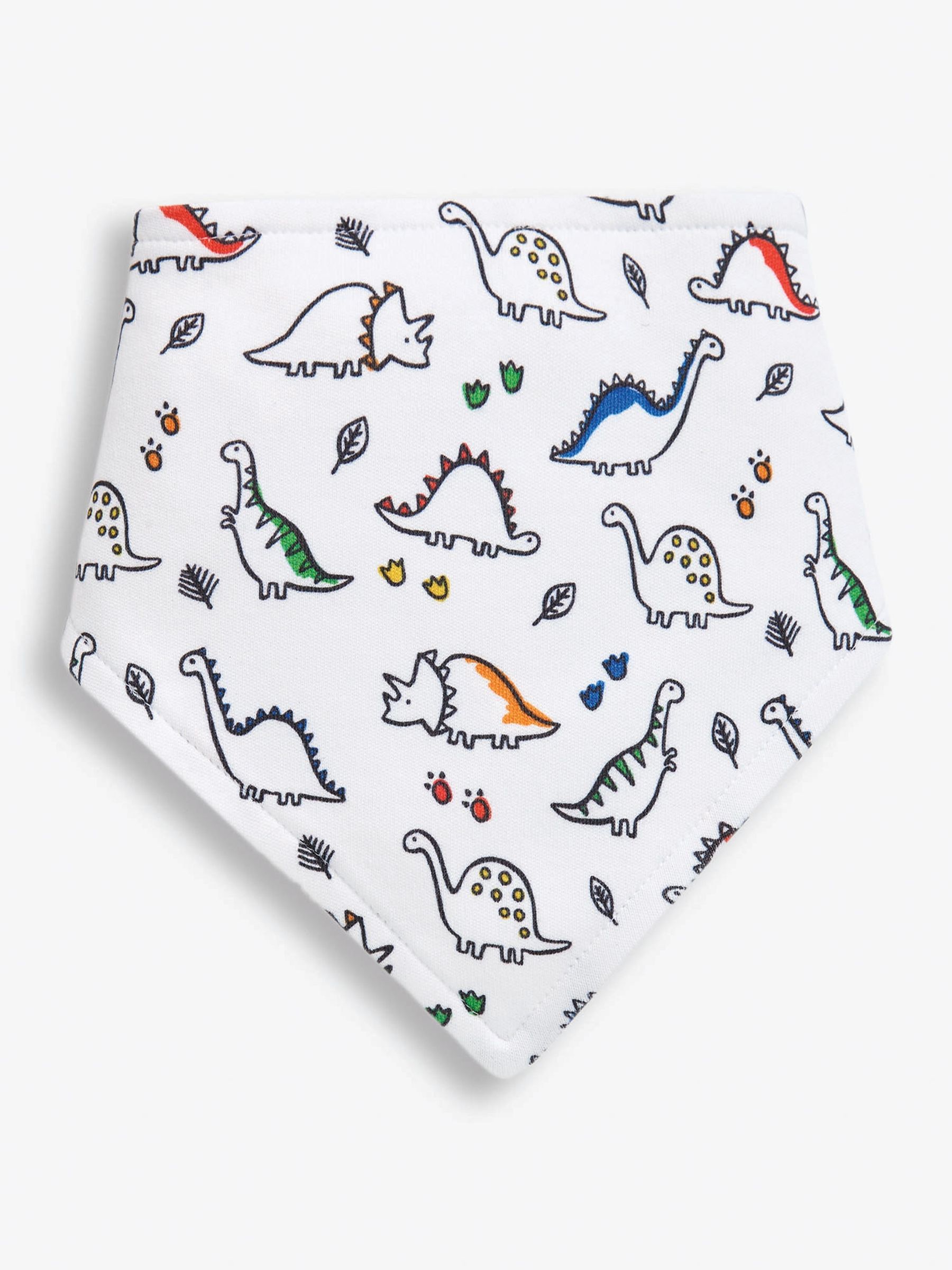 White 3-Pack Dino Dribble Bibs - Image 4 of 7