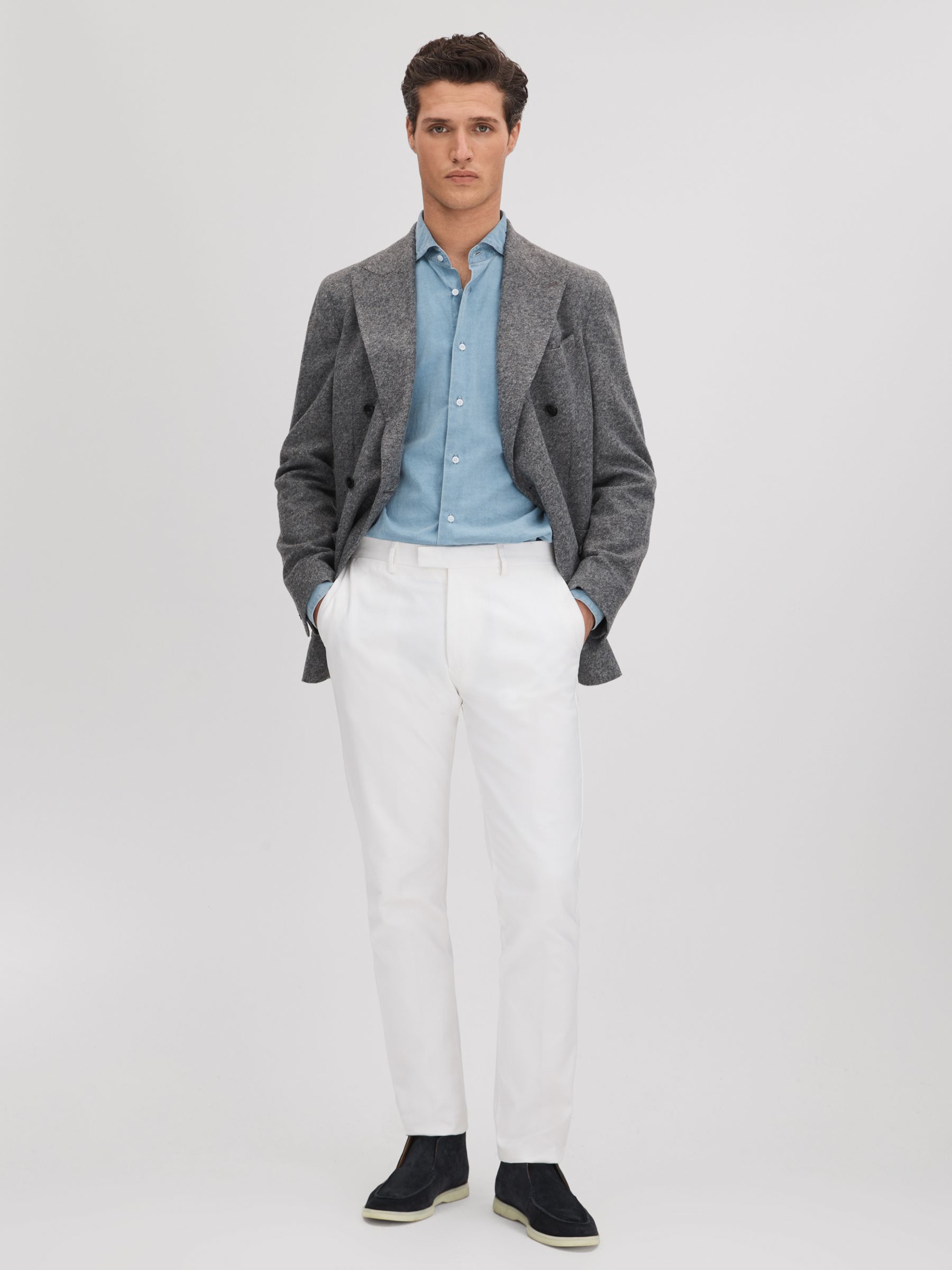 Suede Slip-On Boots in Navy - Image 2 of 5