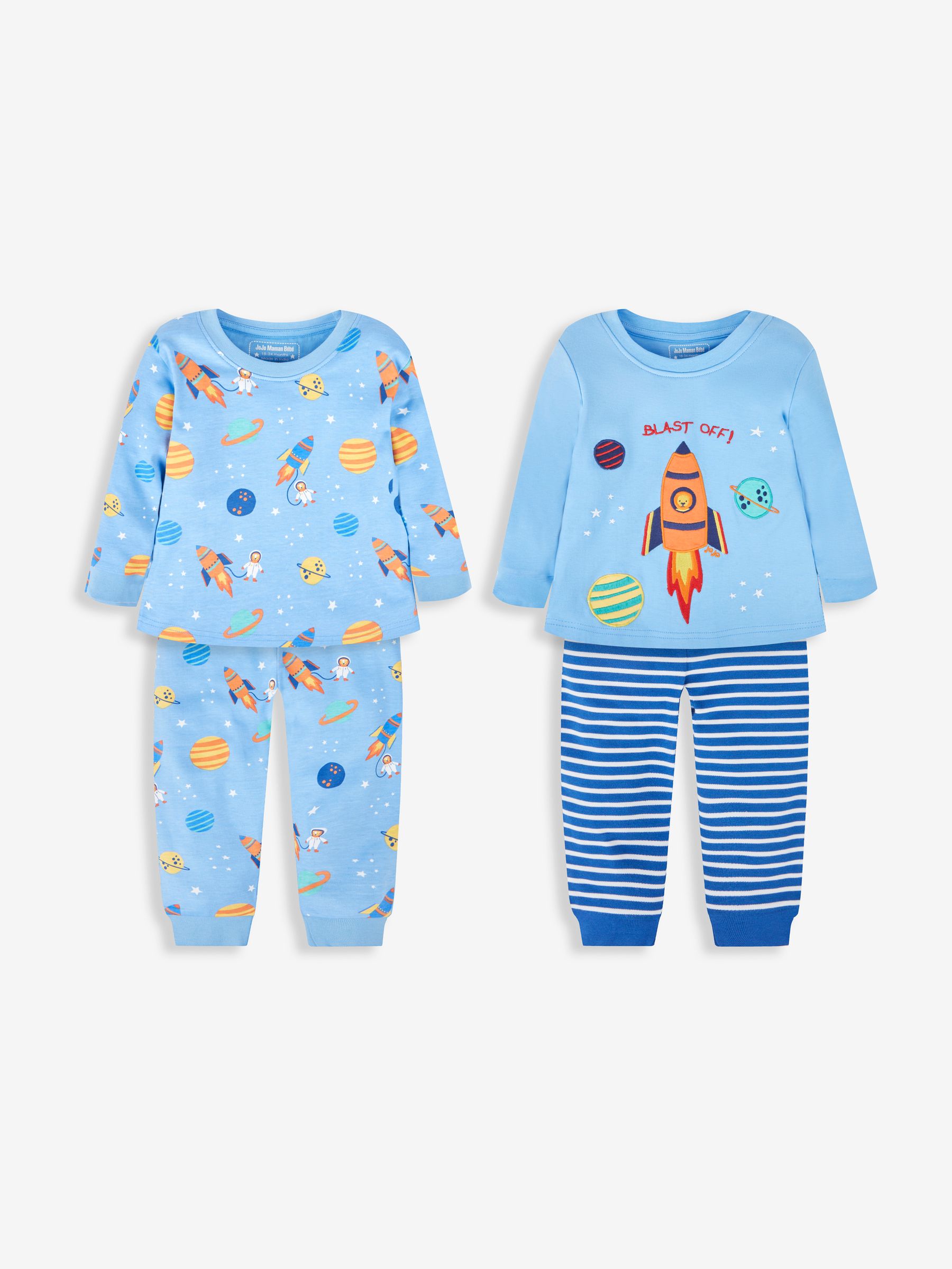 Blue Boys' 2-Pack Space Jersey Pyjamas - Image 1 of 10
