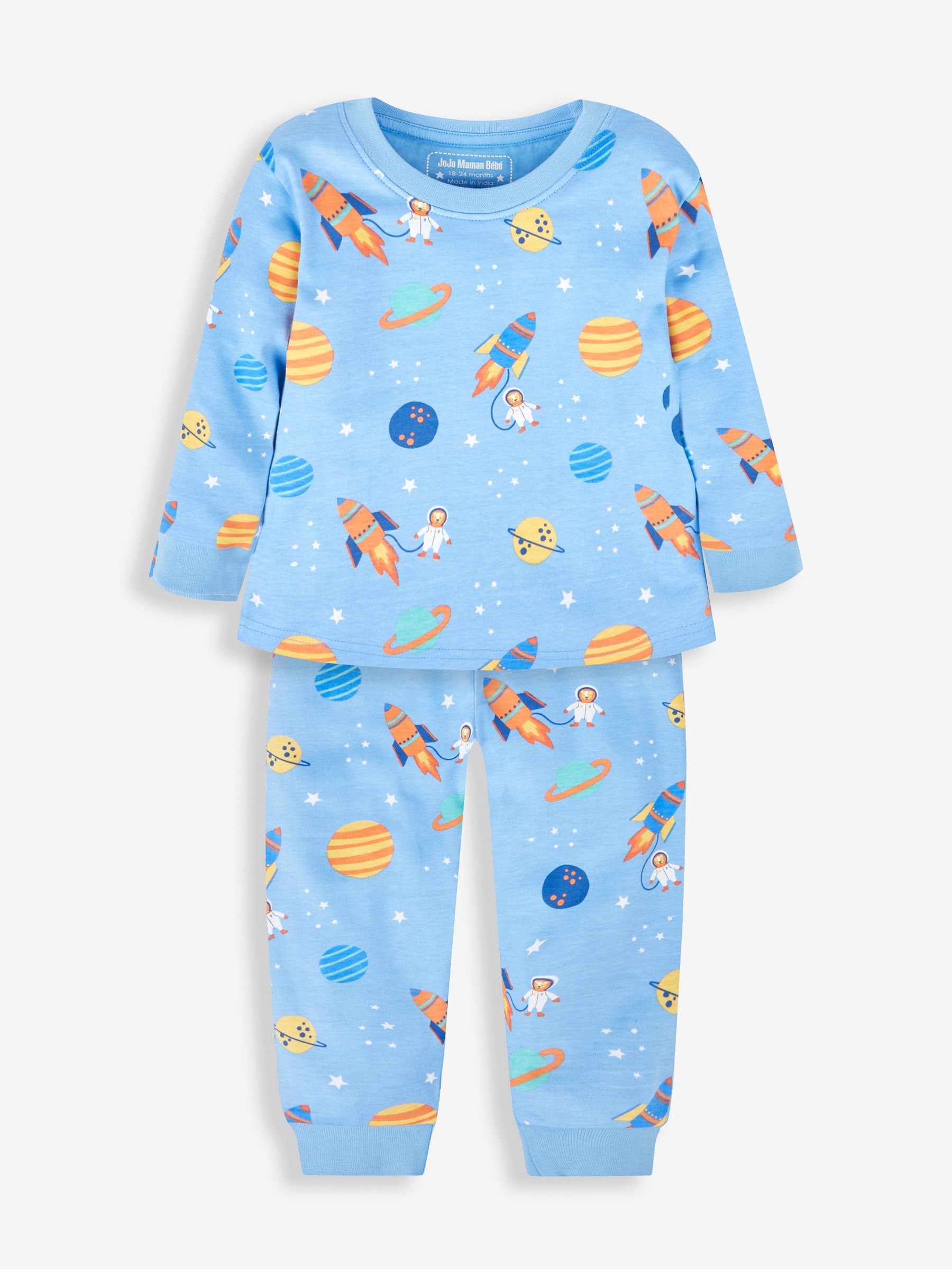 Blue Boys' 2-Pack Space Jersey Pyjamas - Image 2 of 10