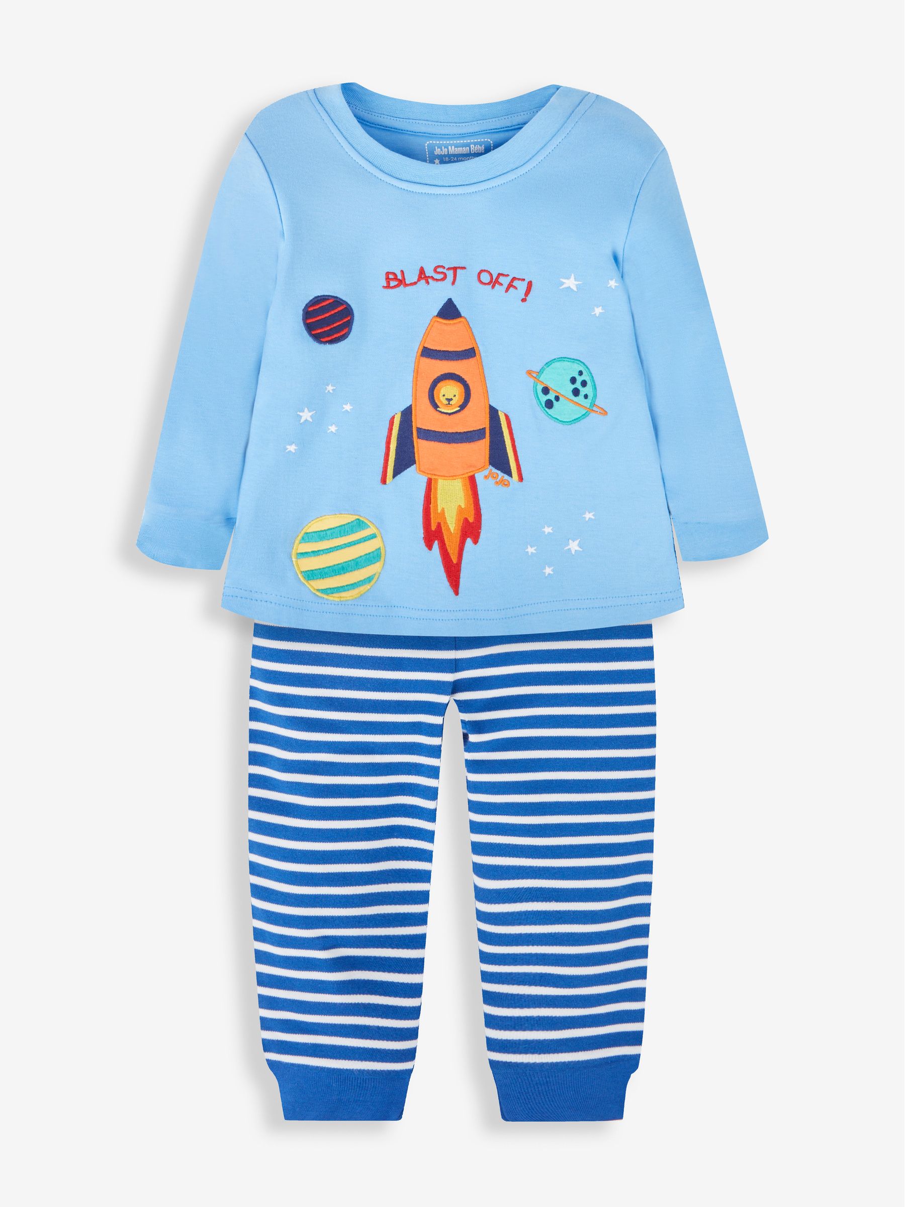 Blue Boys' 2-Pack Space Jersey Pyjamas - Image 3 of 10