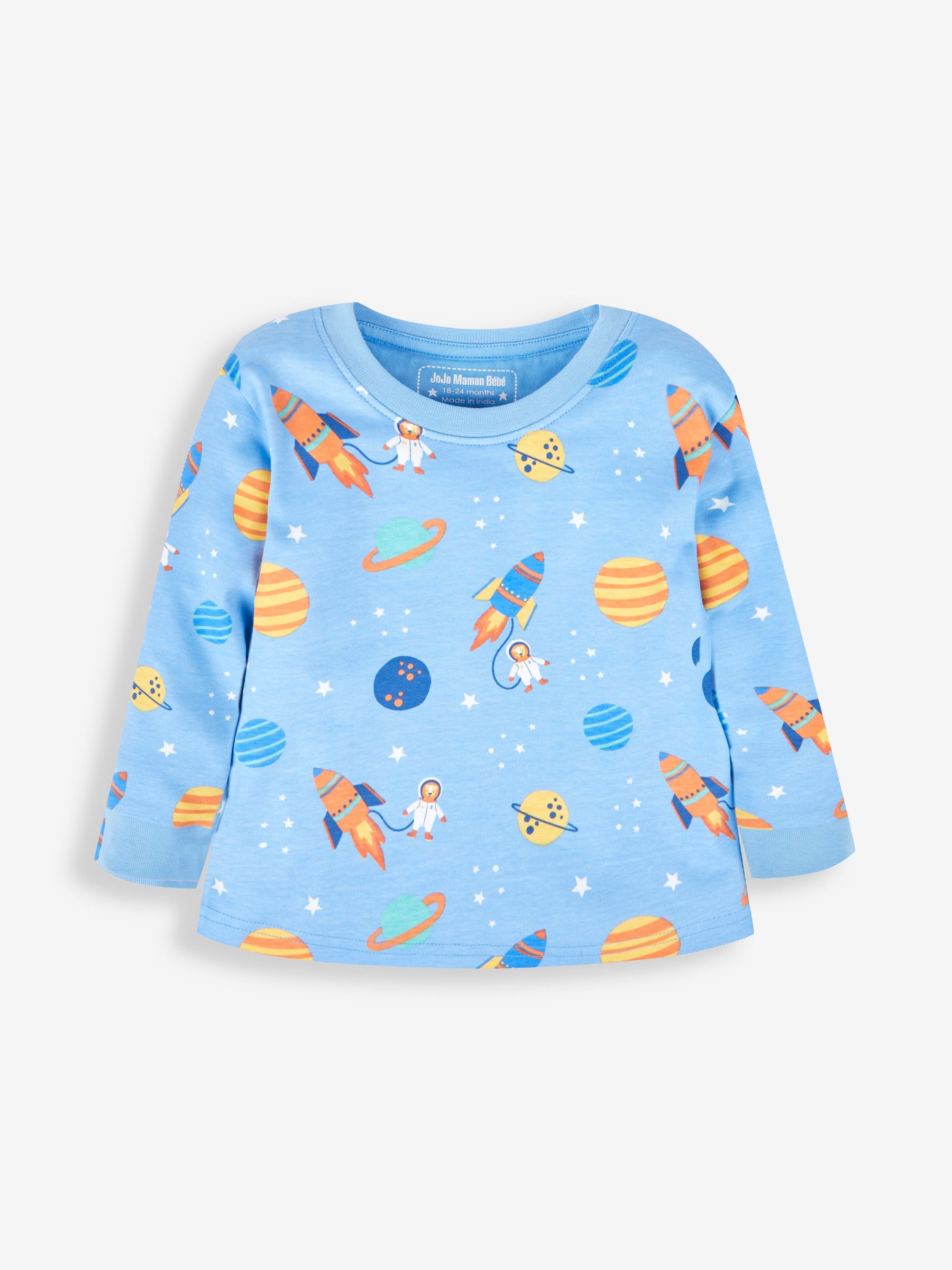 Blue Boys' 2-Pack Space Jersey Pyjamas - Image 4 of 10