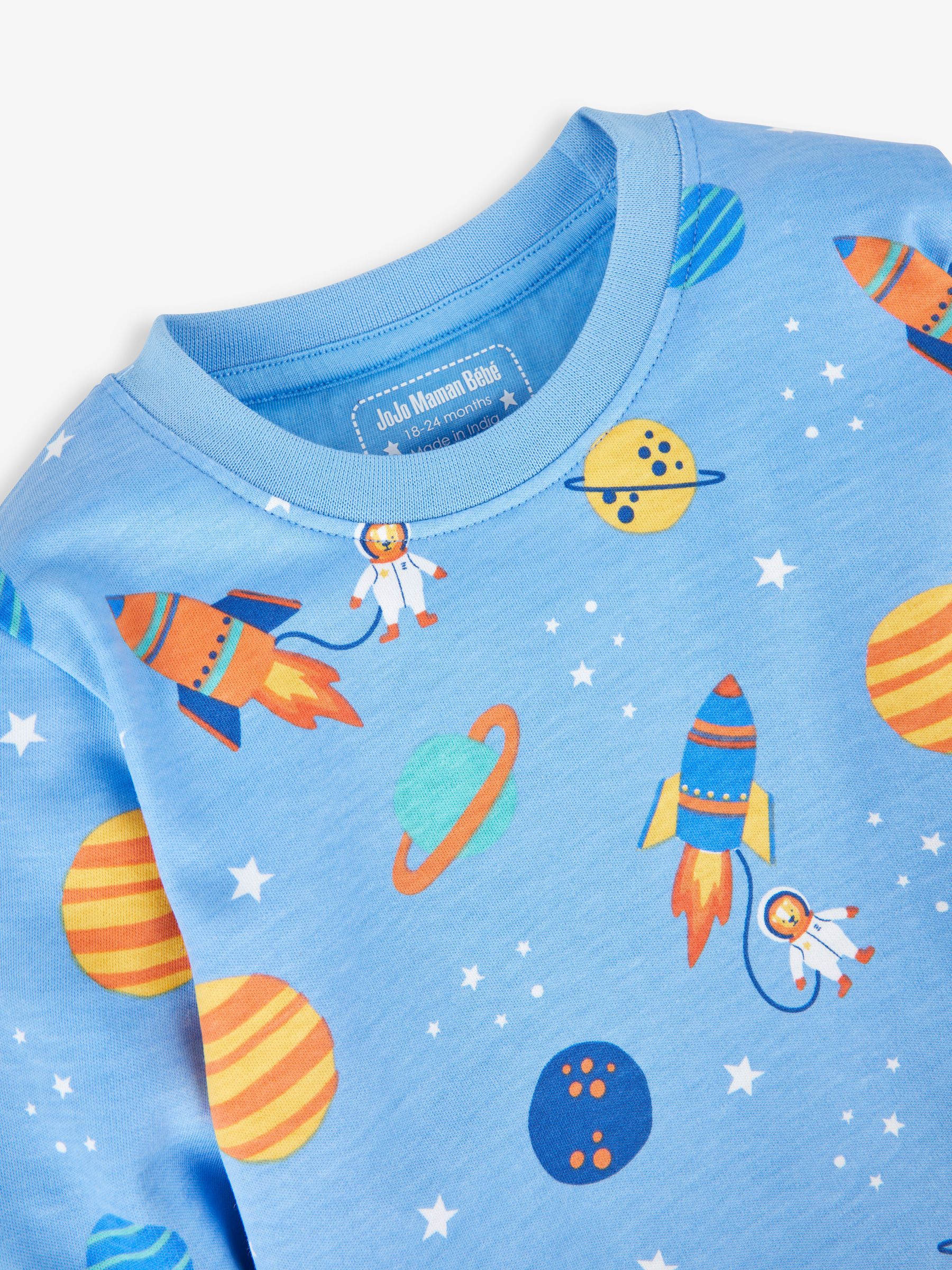 Blue Boys' 2-Pack Space Jersey Pyjamas - Image 8 of 10