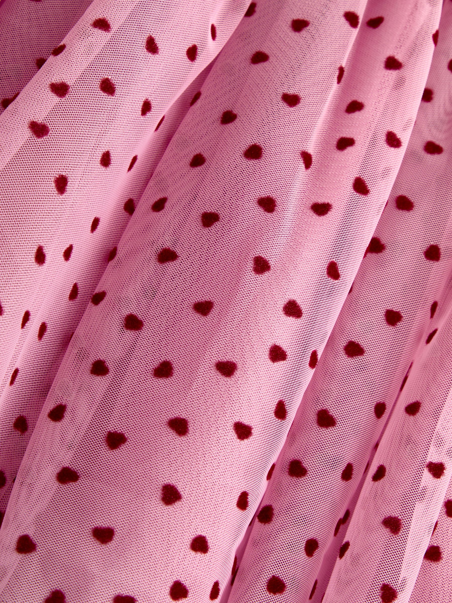 Burgundy Red Heart Flocked Tulle Skirt & Dobby Blouse Set - Image 6 of 6 Burgundy Red Heart Flocked Tulle Skirt & Dobby Blouse Set - Image 6 of 6