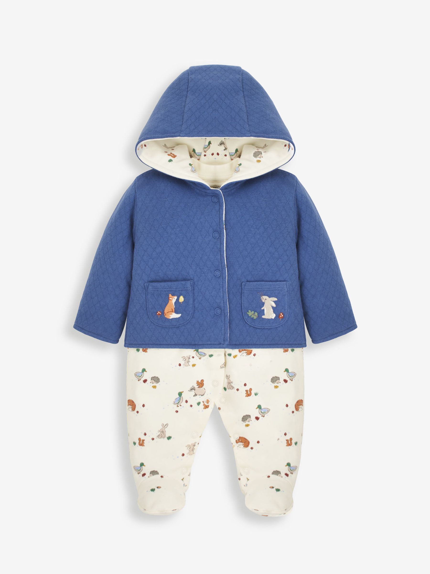 Indigo 2-Piece Woodland Sleepsuit & Embroidered Pocket Jacket Set - Image 1 of 5