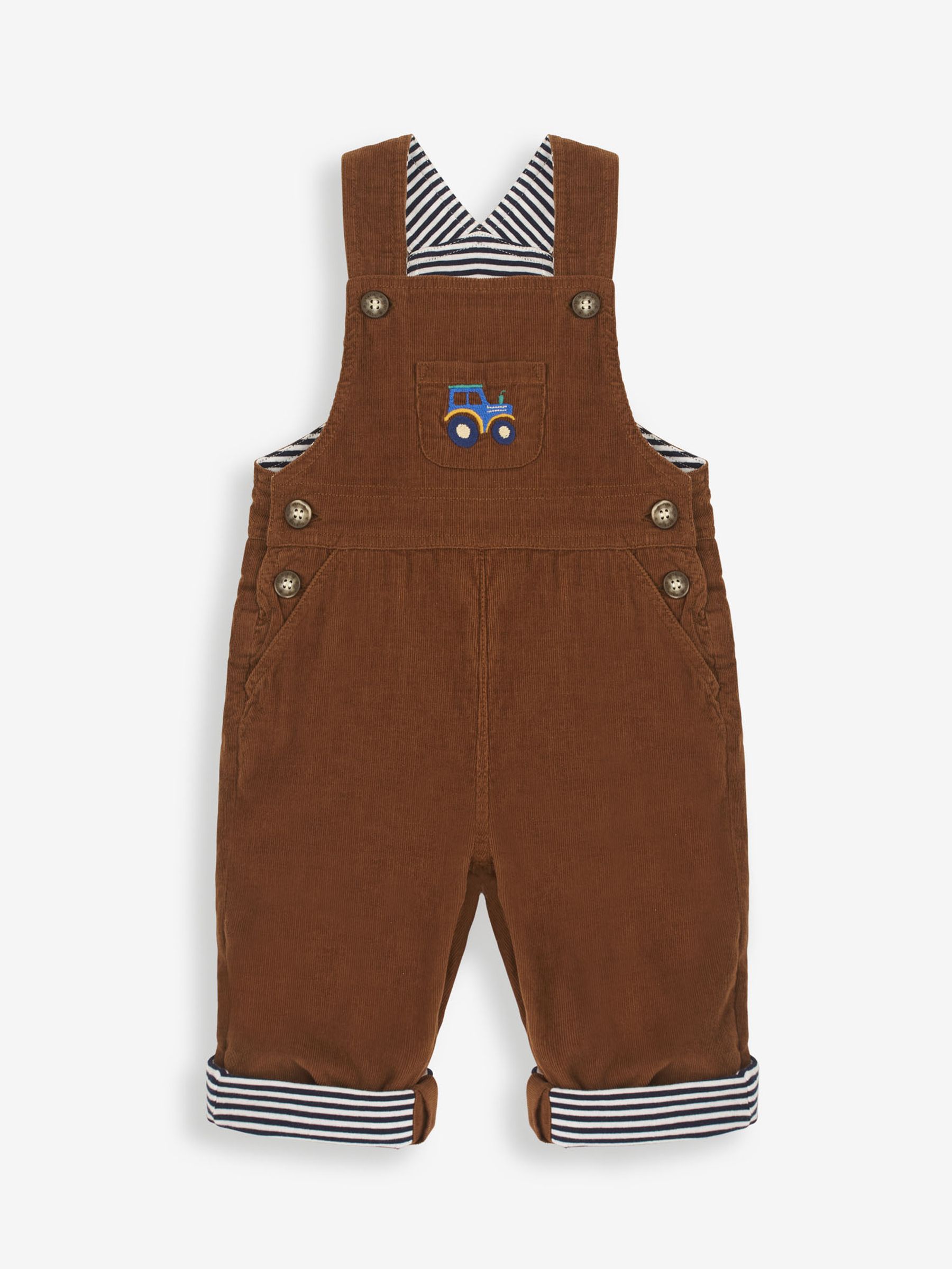 Toffee Brown Tractor Embroidered Pocket Cord Dungarees - Image 3 of 4